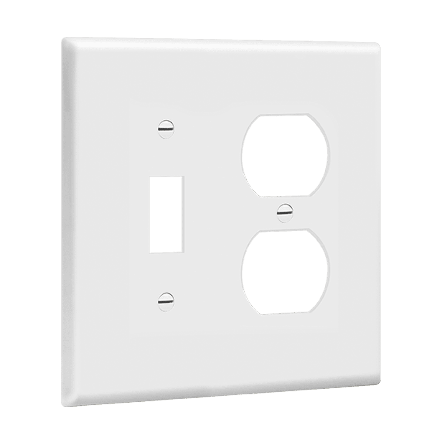 Combination Two-Gang Wall Plate – Toggle and Duplex Receptacle, Mid-Size - White view 2