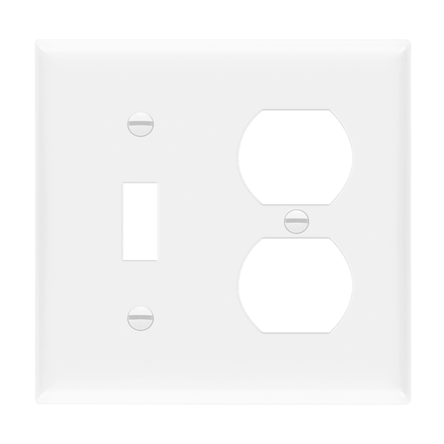 Combination Two-Gang Wall Plate Toggle and Duplex Receptacle - White