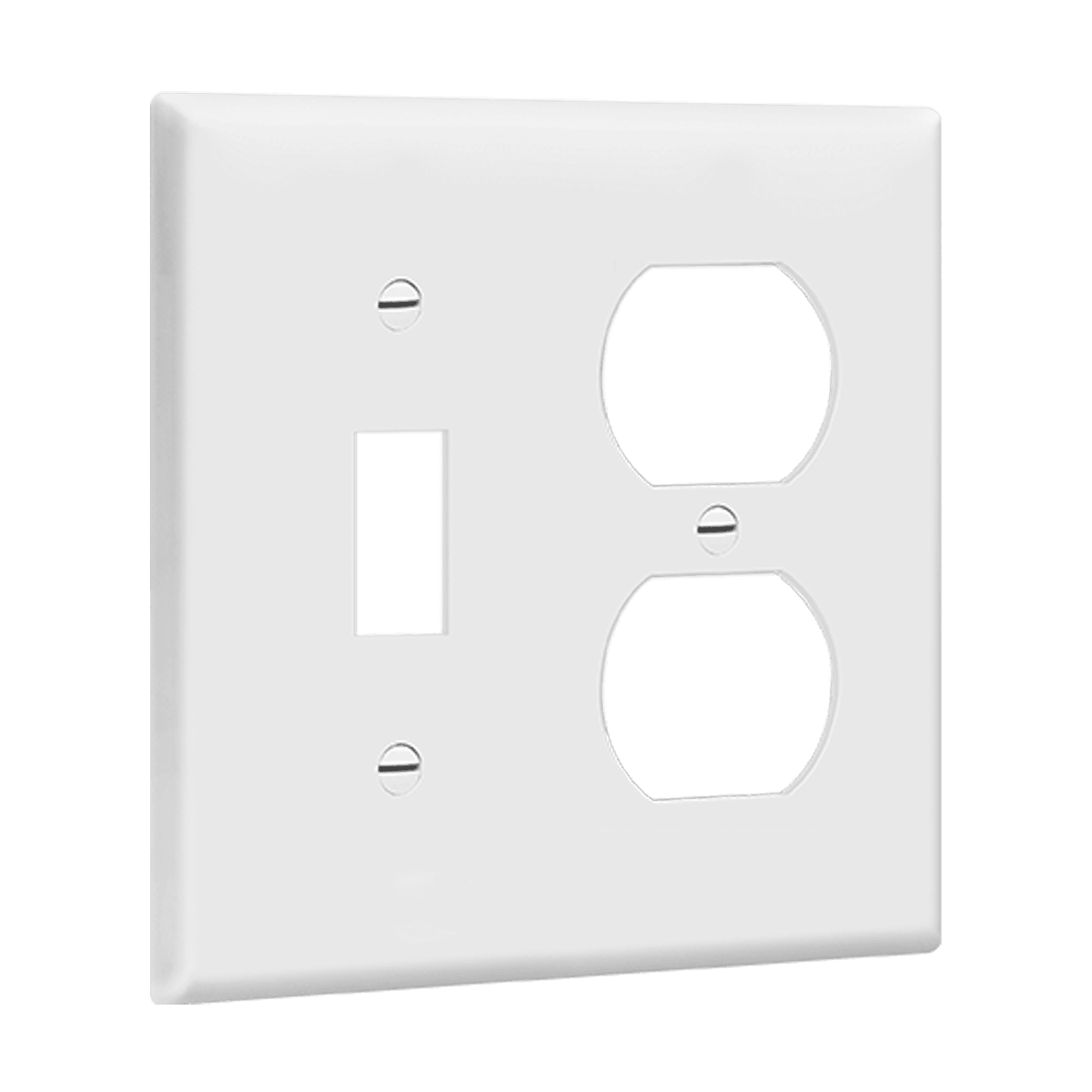 Combination Two-Gang Wall Plate Toggle and Duplex Receptacle - White view 2