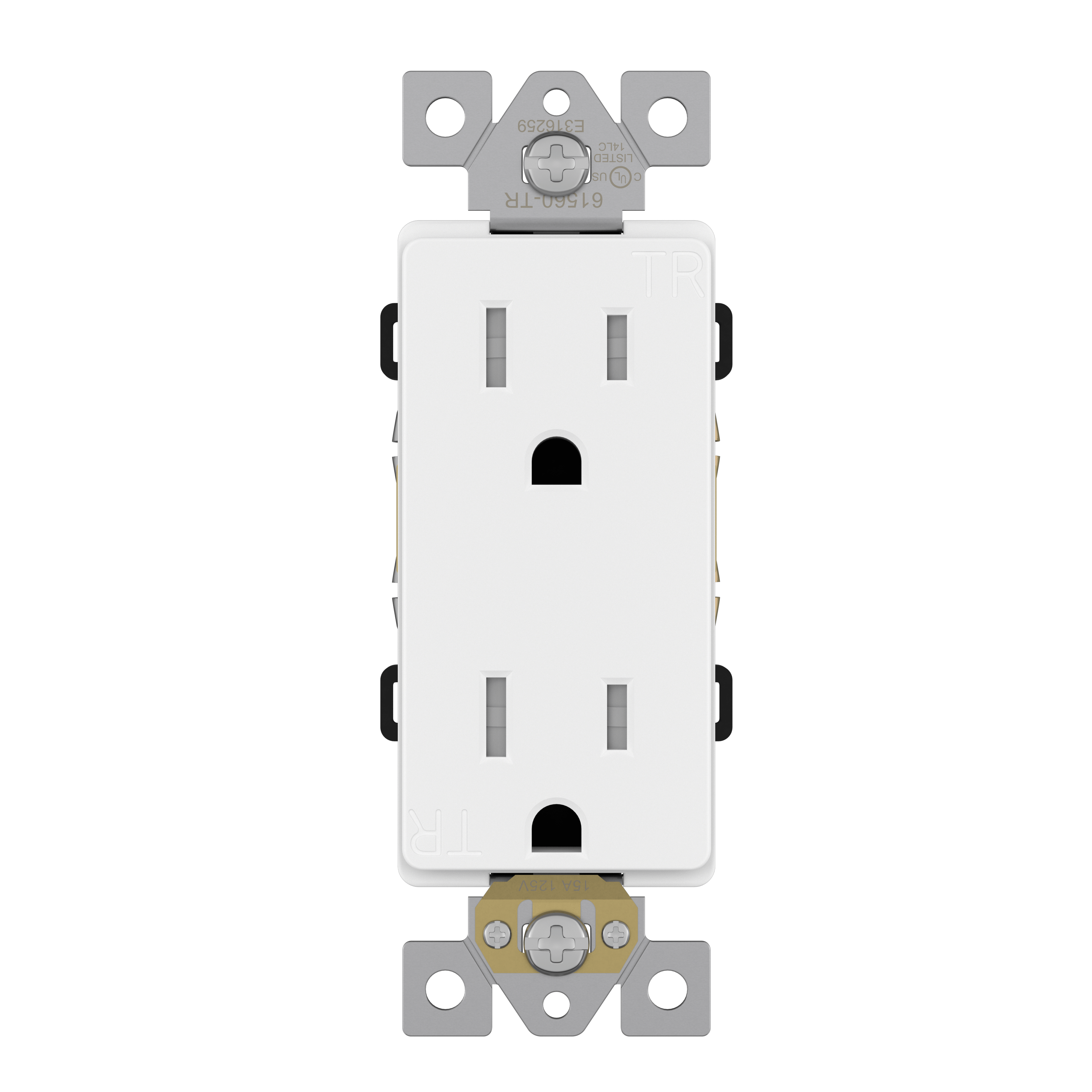 Commercial Grade 15A Decorator Tamper Resistant Receptacle, 5-15R - White