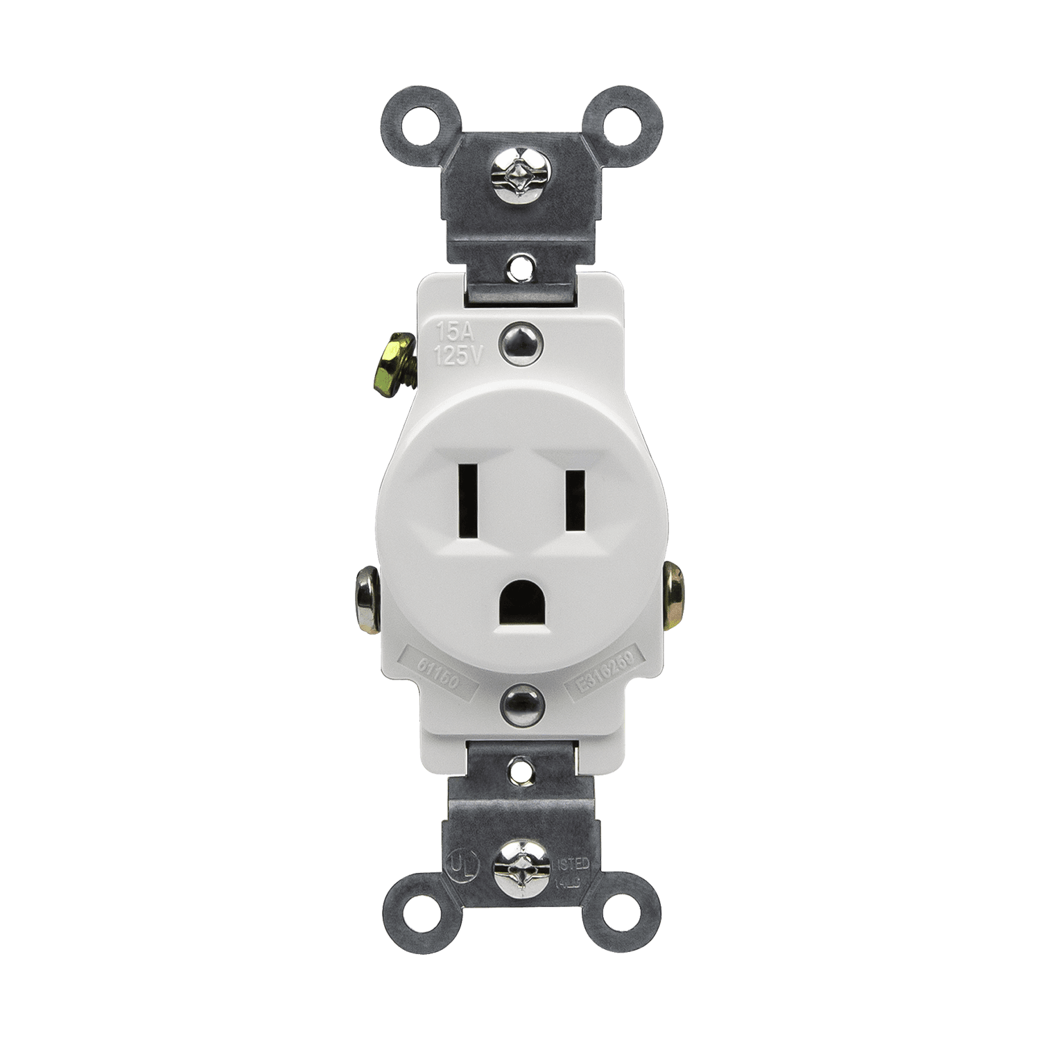 Commercial Grade 15A Single Receptacle, 5-15R - White