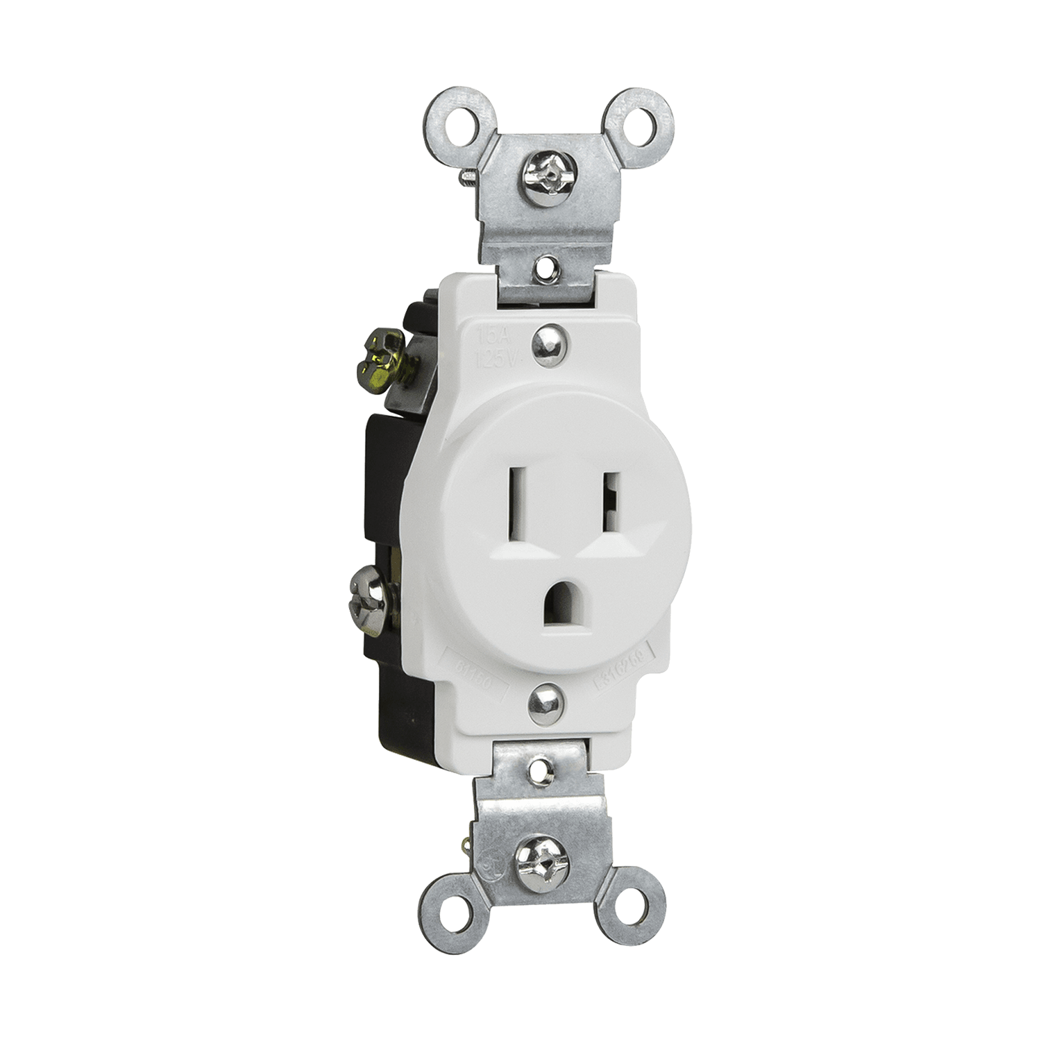 Commercial Grade 15A Single Receptacle, 5-15R - White view 2