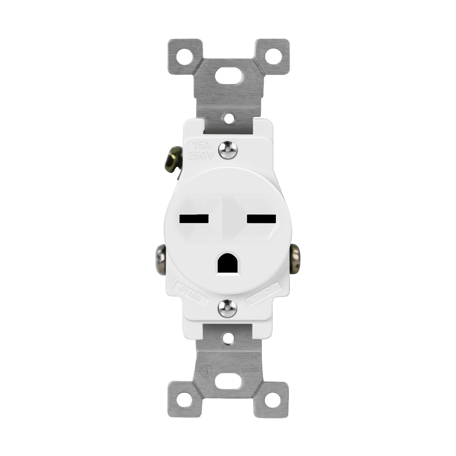 Commercial Grade 15A Single Receptacle, 6-15R - White