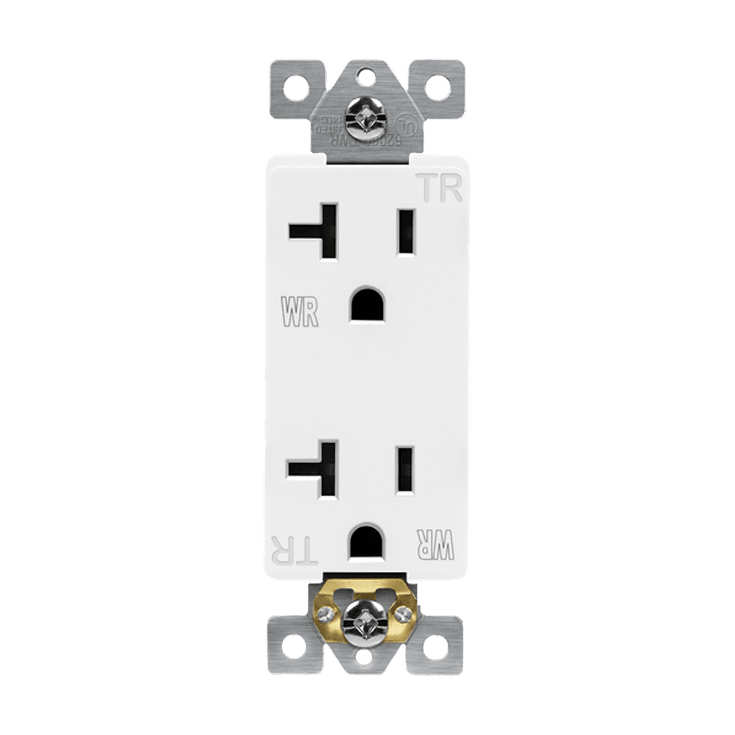 Commercial Grade 20A Decorator Style Tamper and Weather Resistant Duplex Receptacle, 5-20R - White
