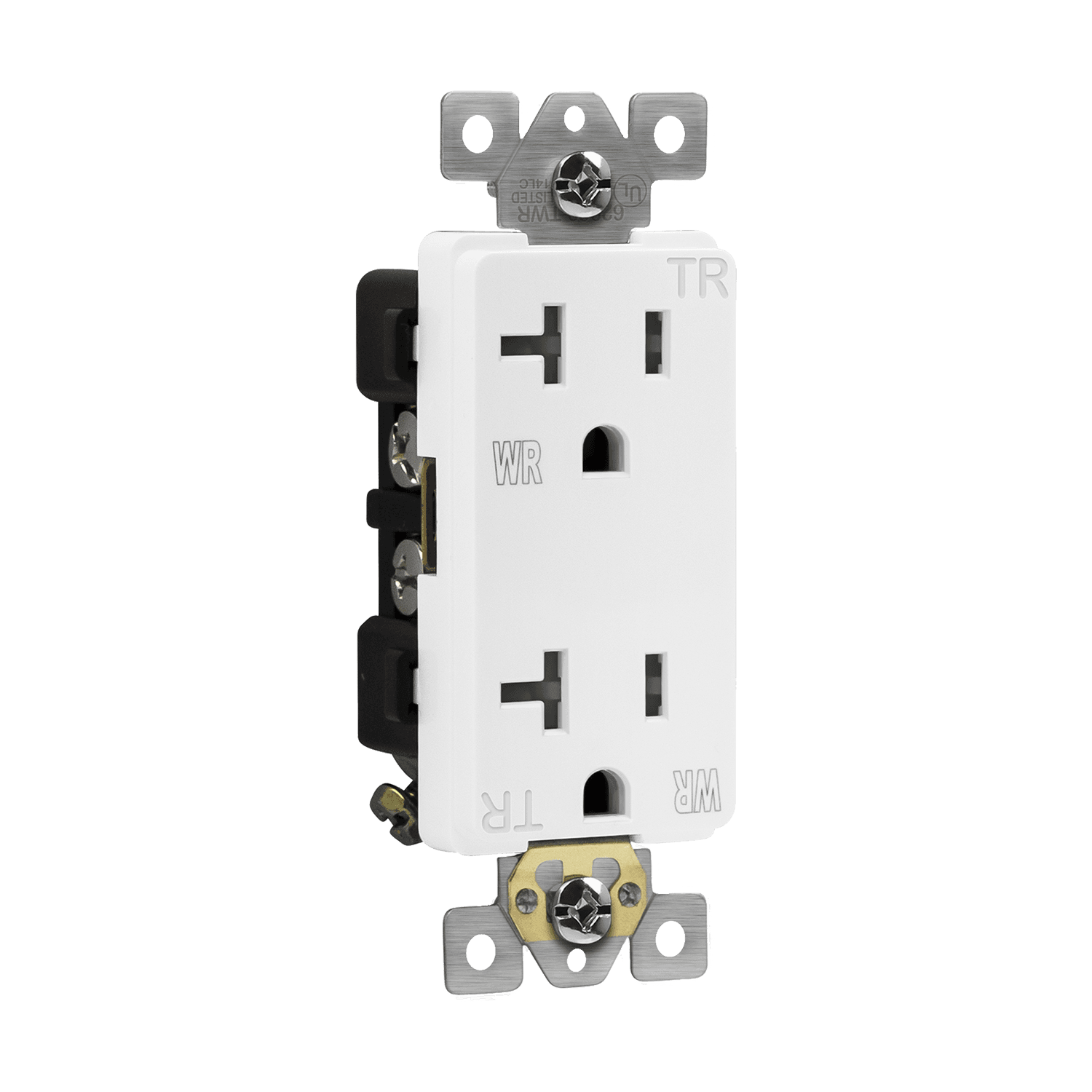 Commercial Grade 20A Decorator Style Tamper and Weather Resistant Duplex Receptacle, 5-20R - White view 2