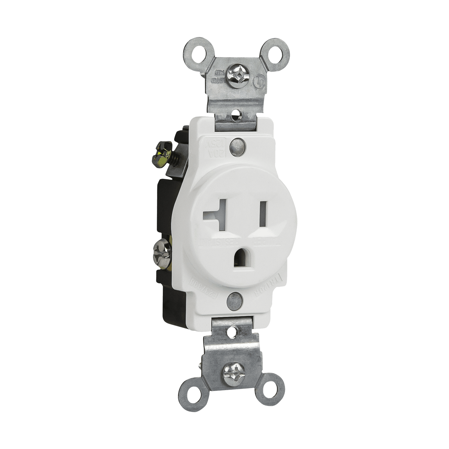Commercial Grade 20A Single Receptacle, 5-20R - White view 2