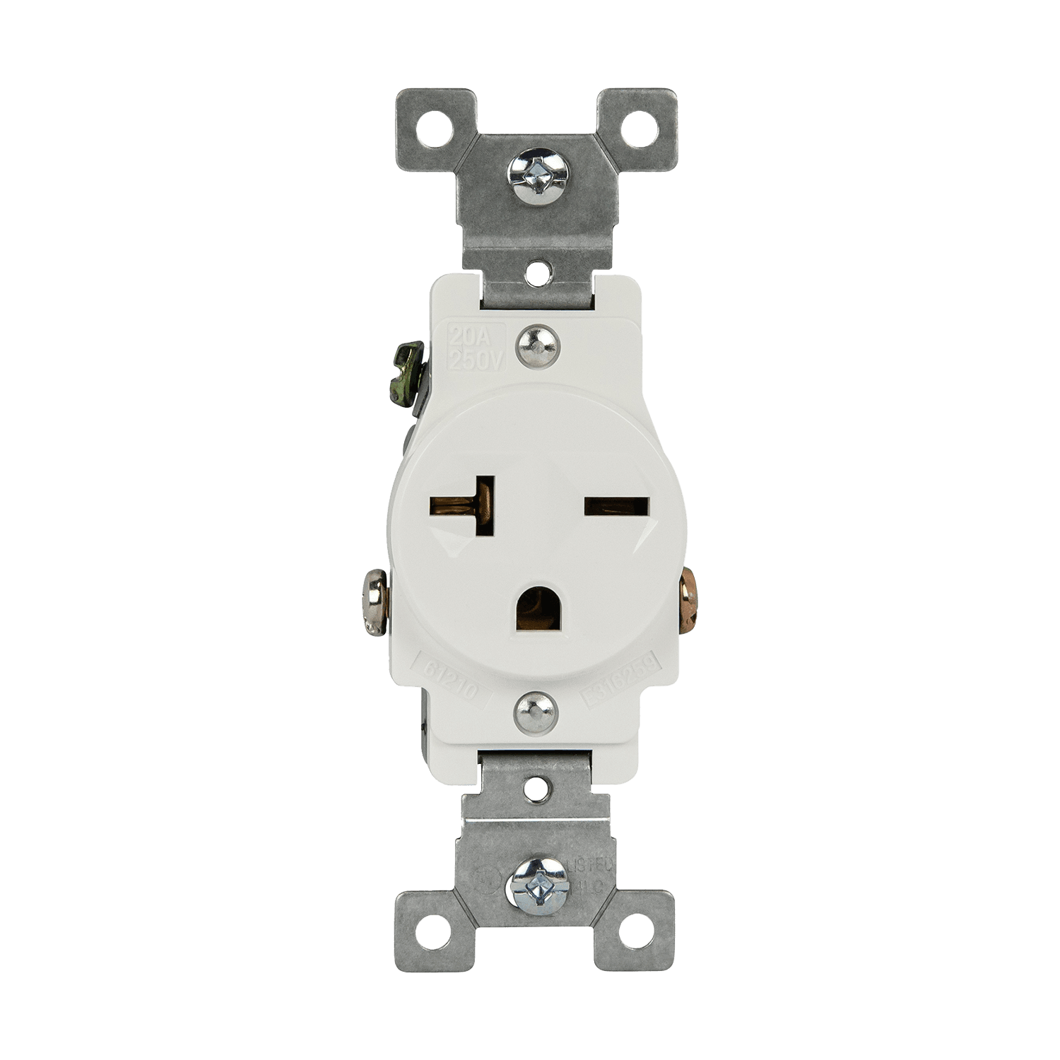 Commercial Grade 20A Single Receptacle, 6-20R - White