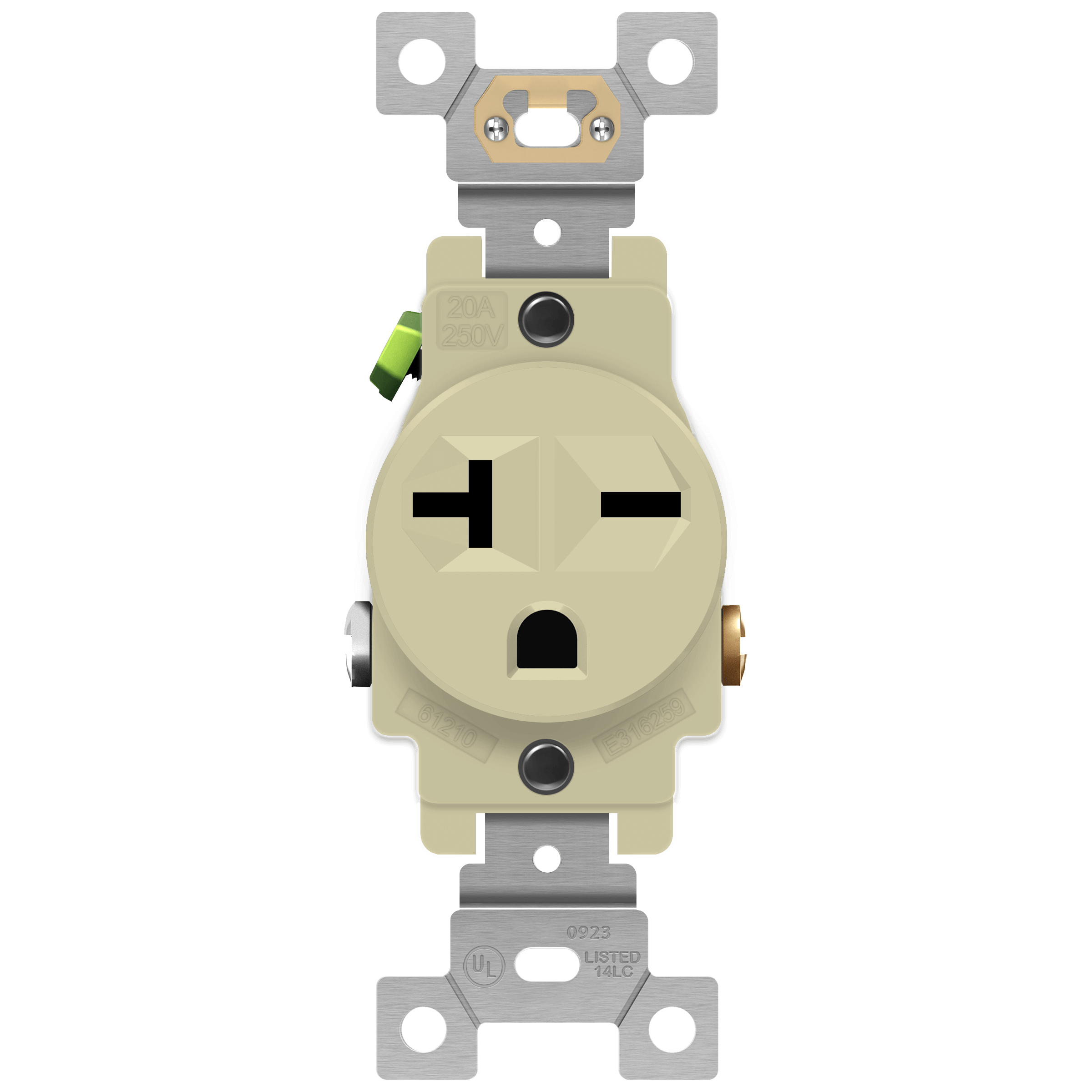 Commercial Grade 20A Single Receptacle, 6-20R - White view 2