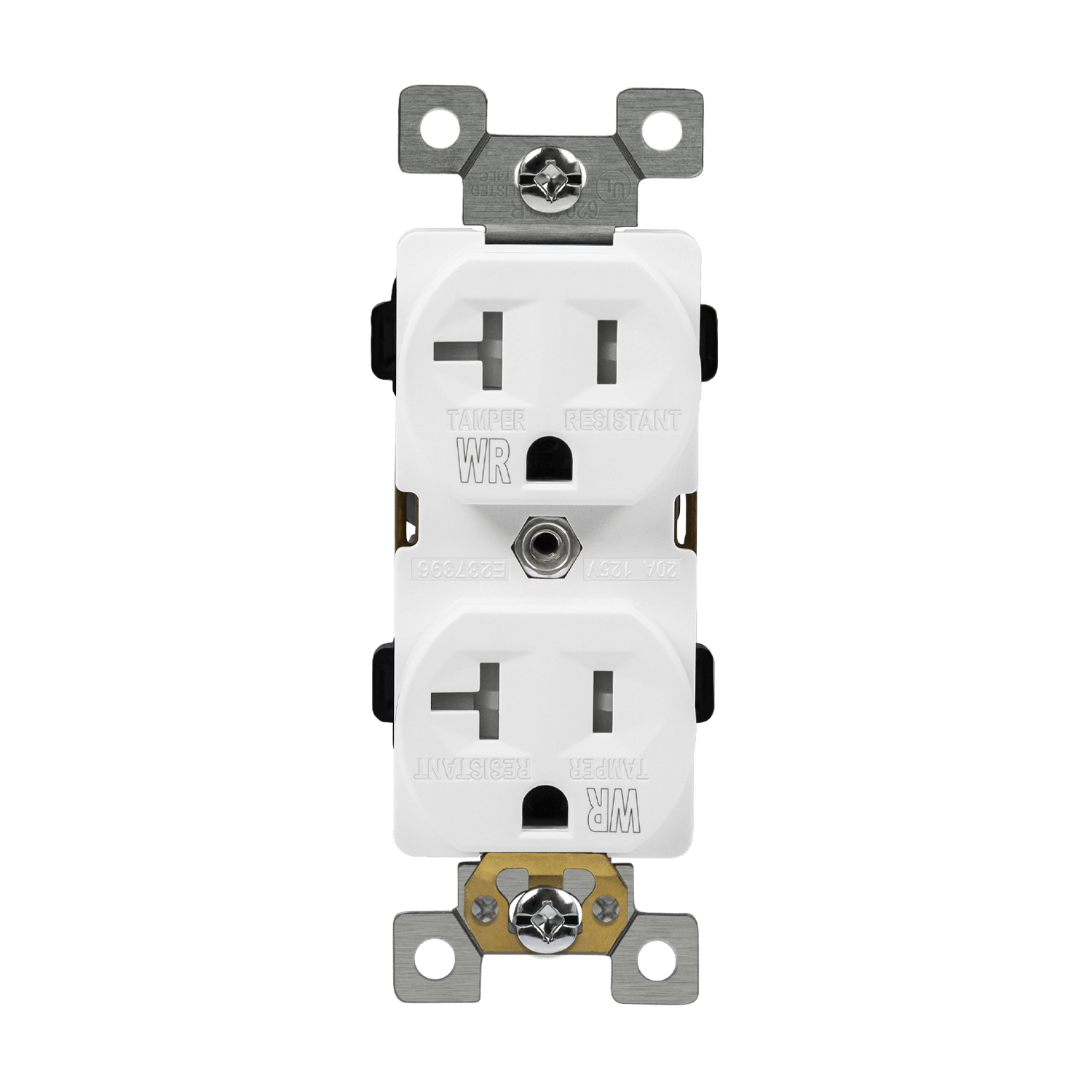 Commercial Grade 20A Tamper and Weather Resistant Duplex Receptacle, 5-20R - White