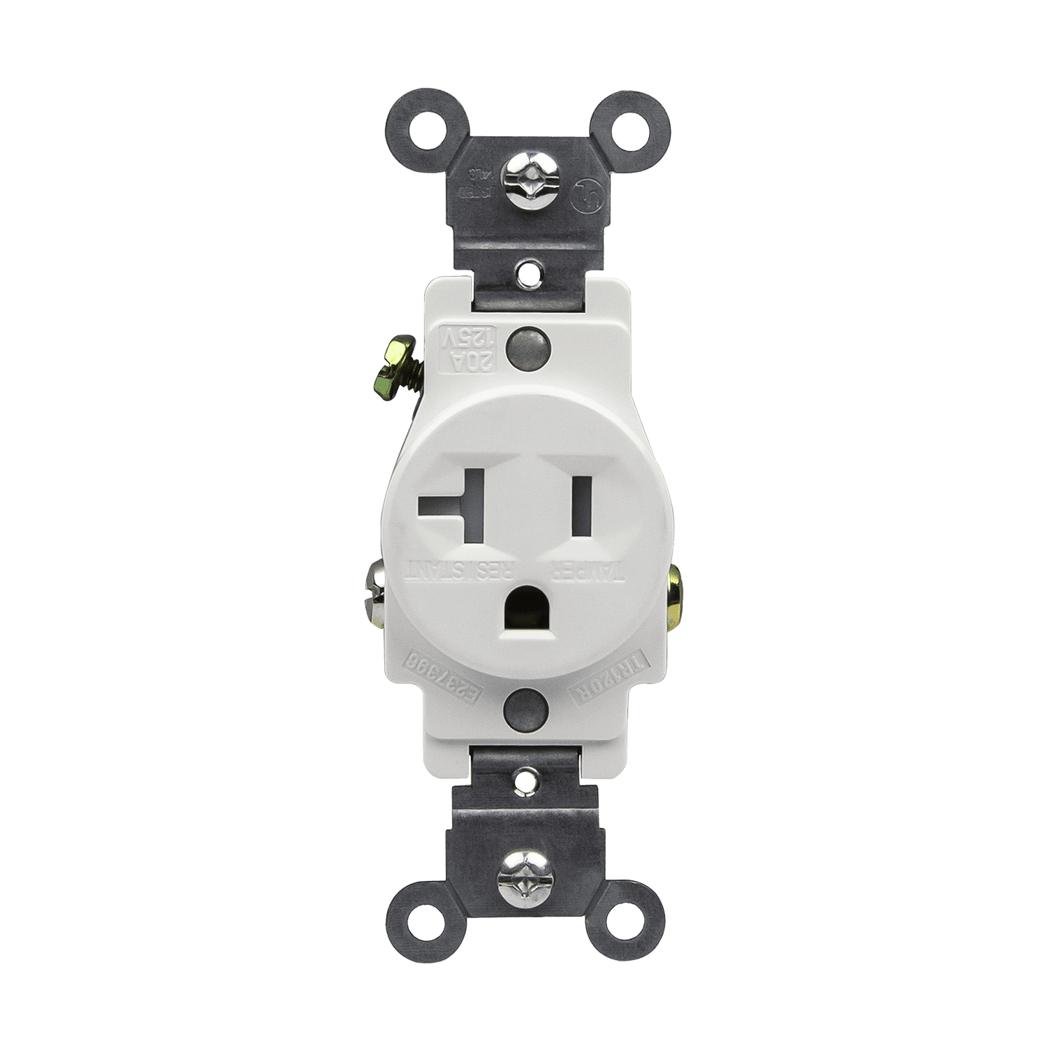 Commercial Grade 20A Tamper-Resistant Single Receptacle - White