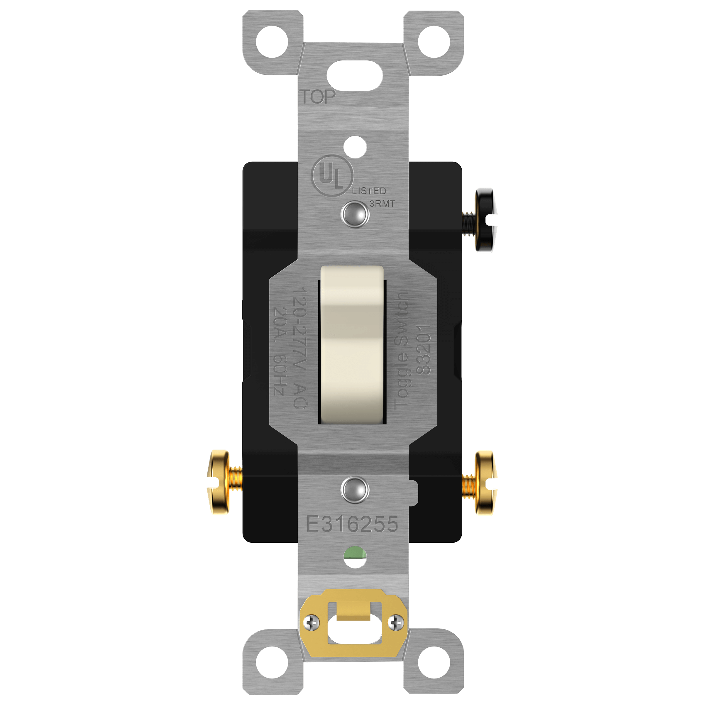 Commercial Grade Toggle Switch 20A, Three-Way - Light-almond