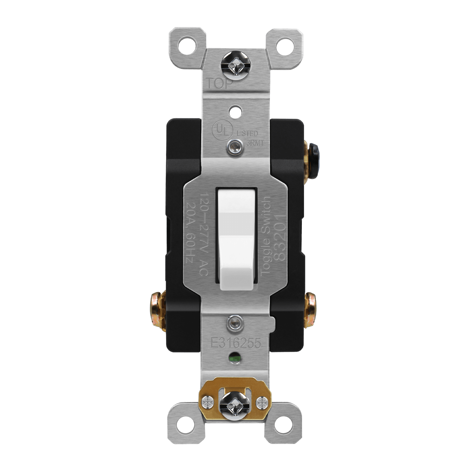 Commercial Grade Toggle Switch 20A, Three-Way - White
