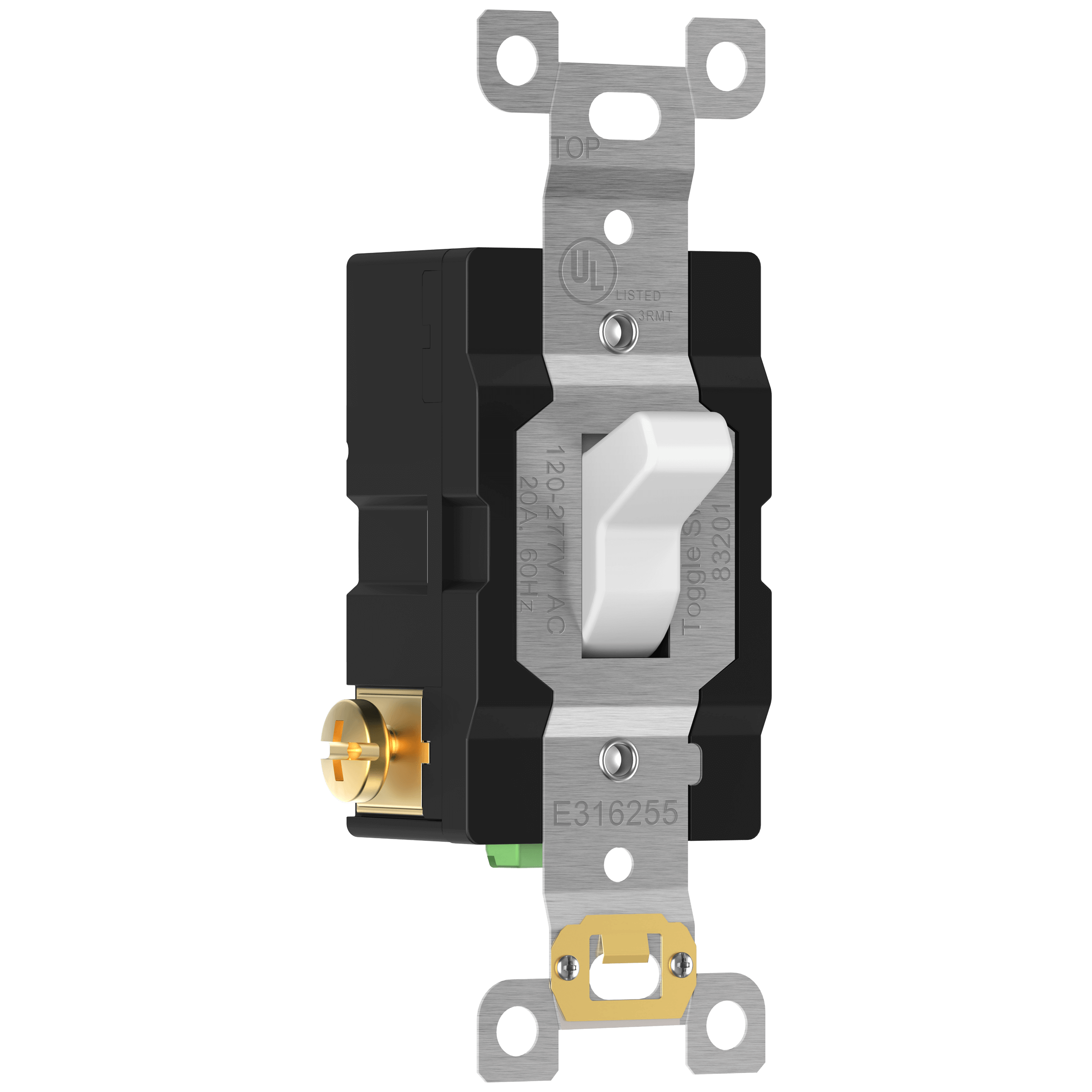 Commercial Grade Toggle Switch 20A, Three-Way - White view 2