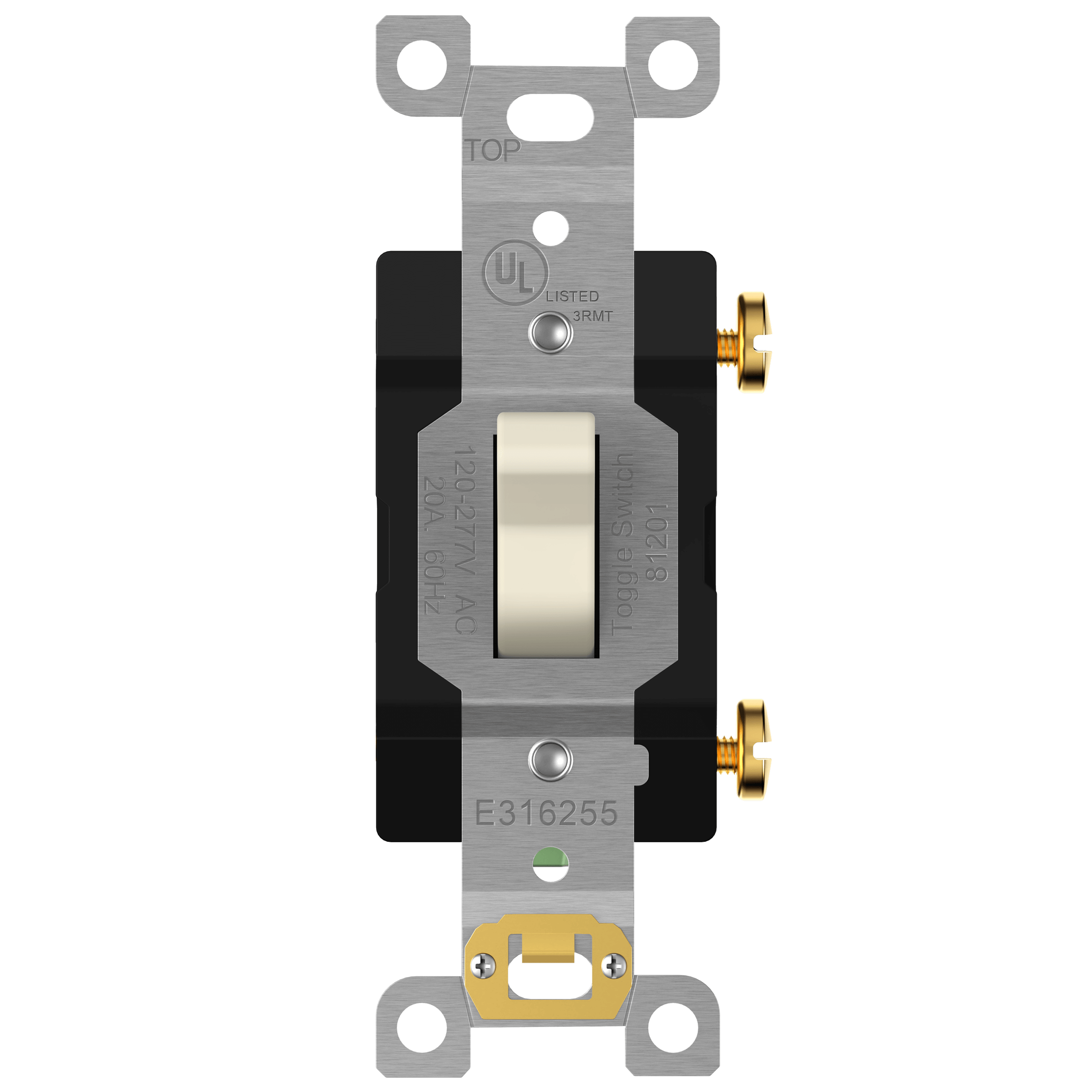 Commercial Grade Toggle Switch 20A, Single Pole - Light-almond