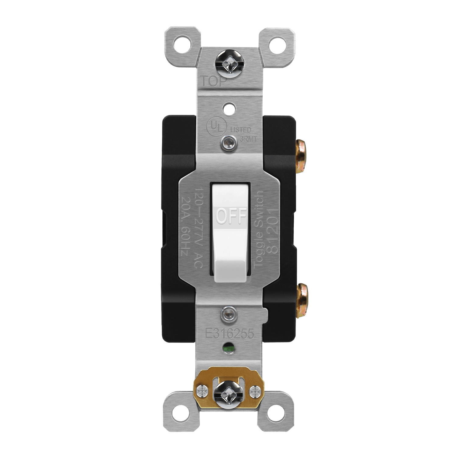 Commercial Grade Toggle Switch 20A, Single Pole - White