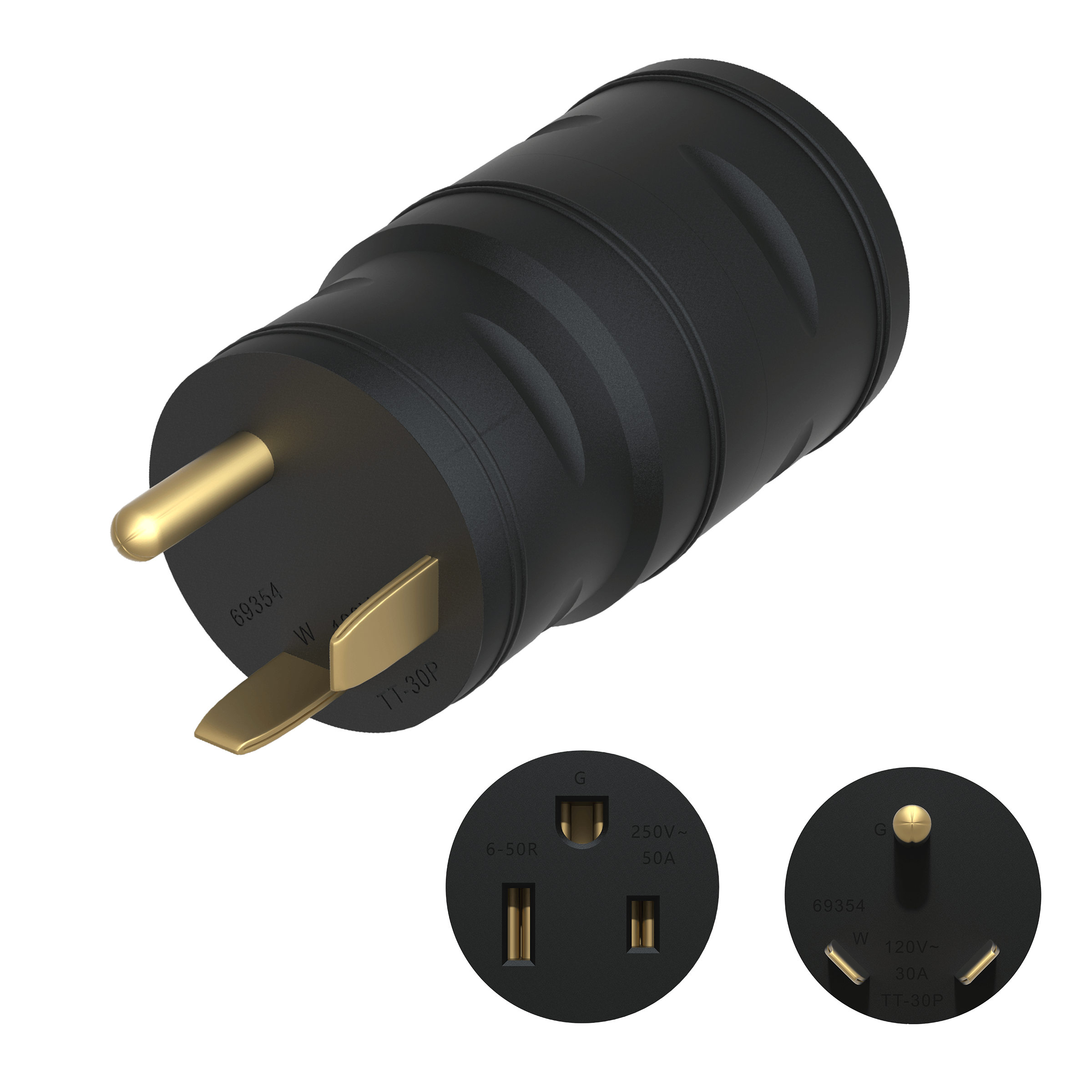 Compact Adapter NEMA TT30P to 6-50R - Black