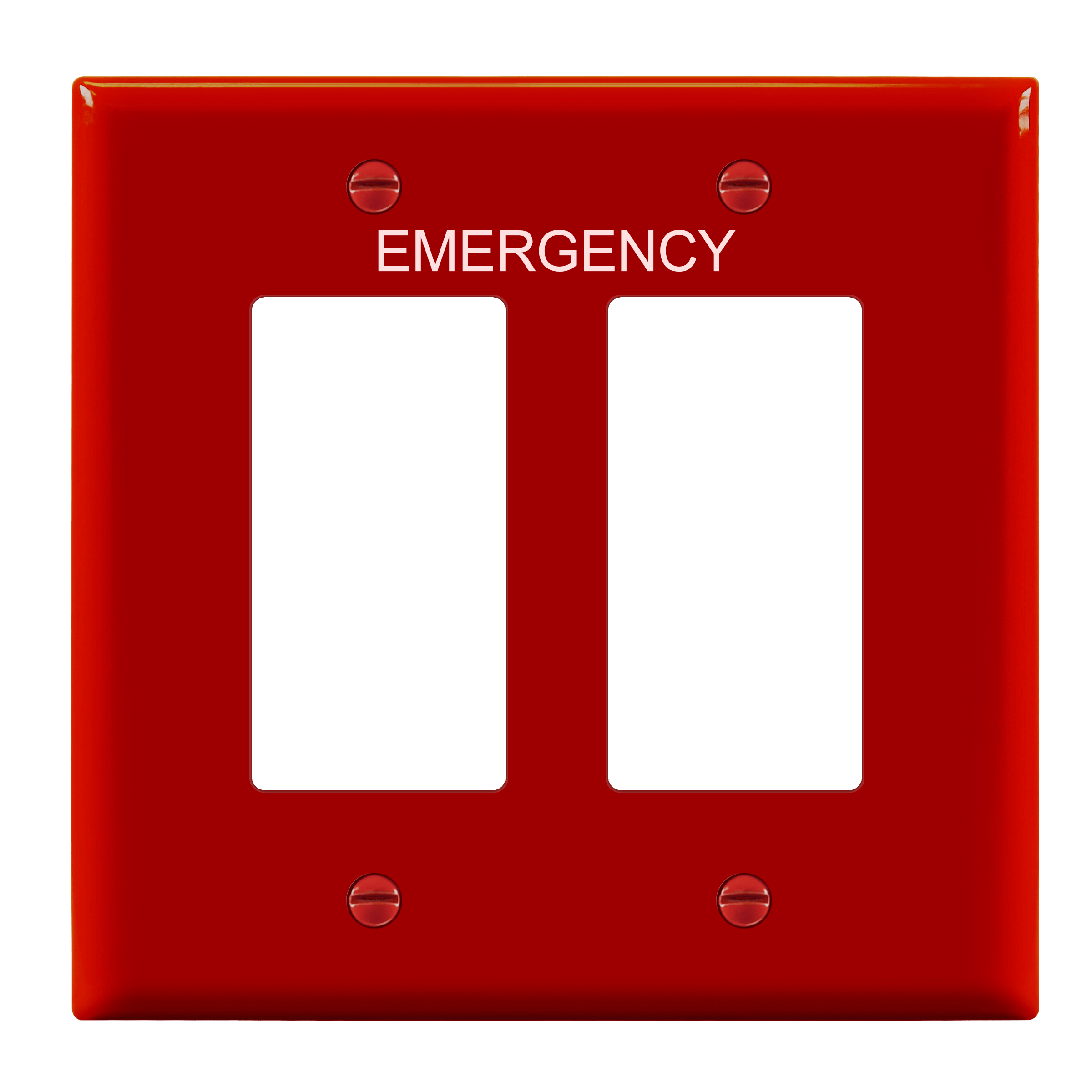 Decorator Emergency Two-Gang Wall Plate, Mid-Size - Red