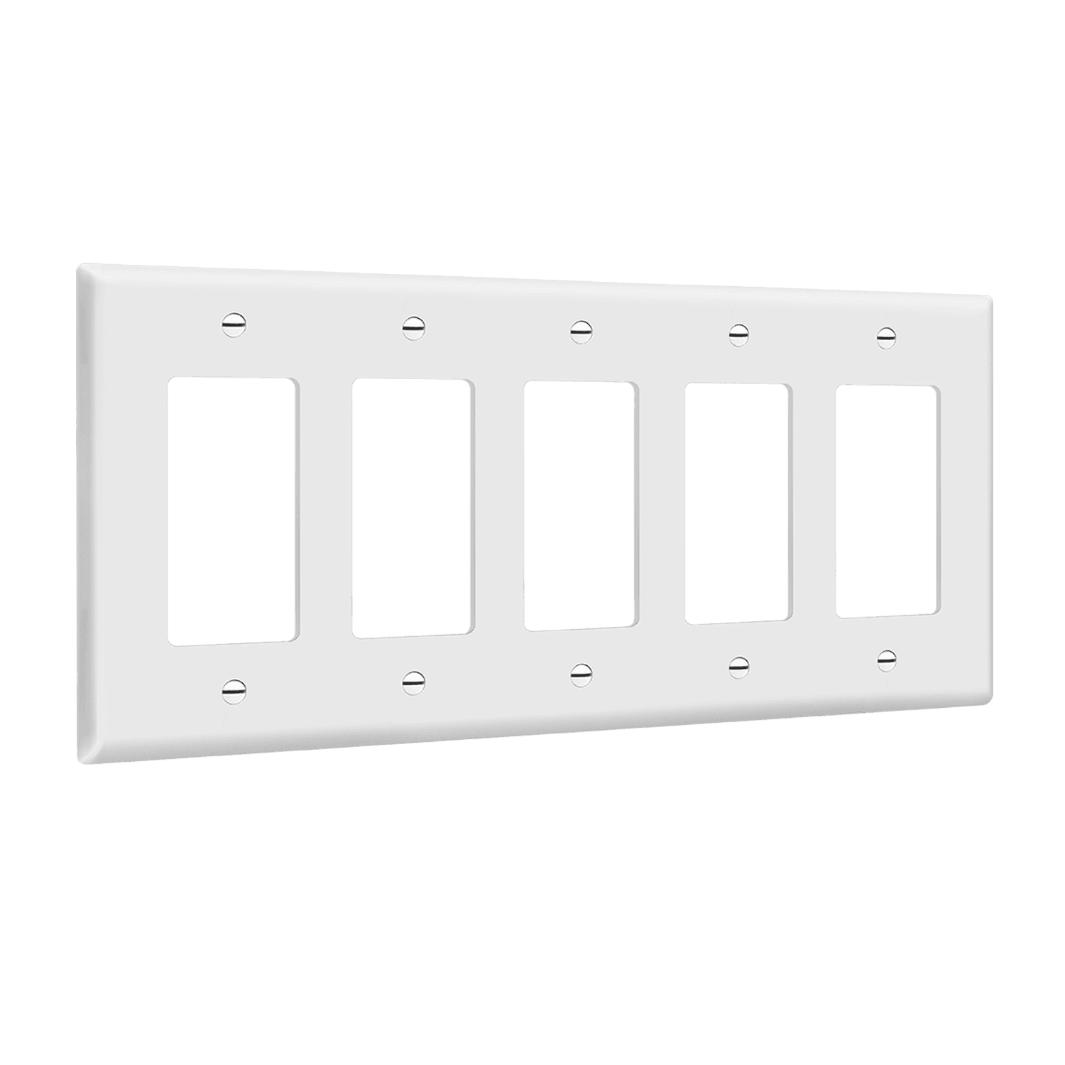 Decorator/GFCI Five-Gang Wall Plate, Mid-Size - White view 2