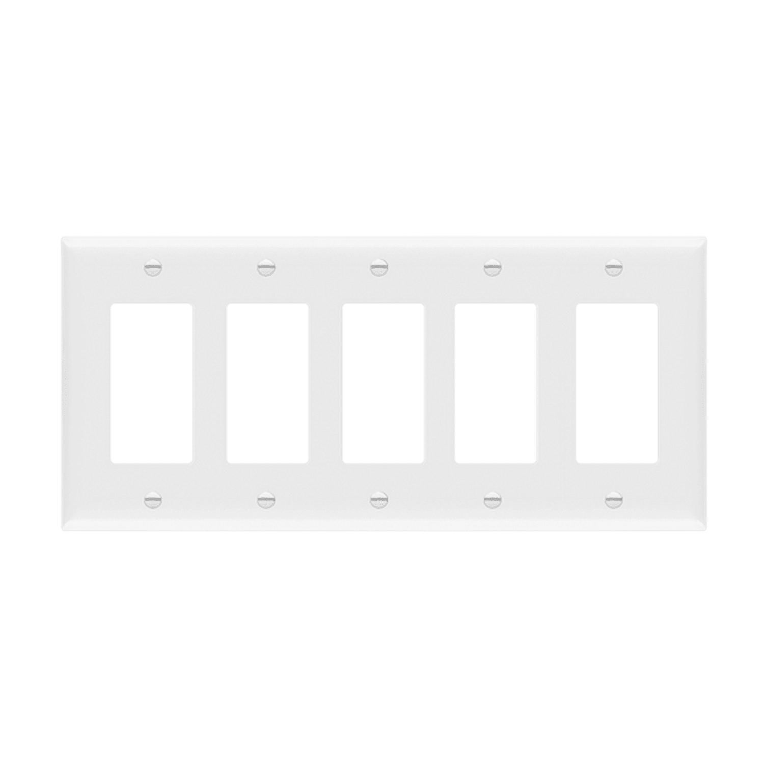 Decorator/GFCI Five-Gang Wall Plate - White
