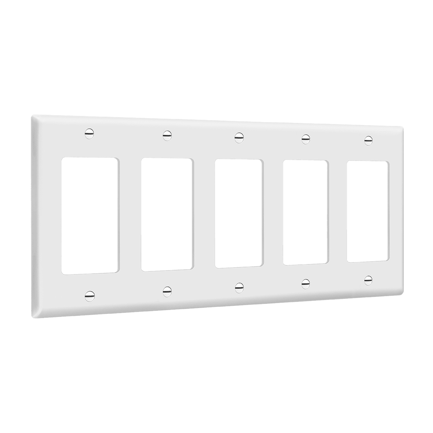 Decorator/GFCI Five-Gang Wall Plate - White view 2
