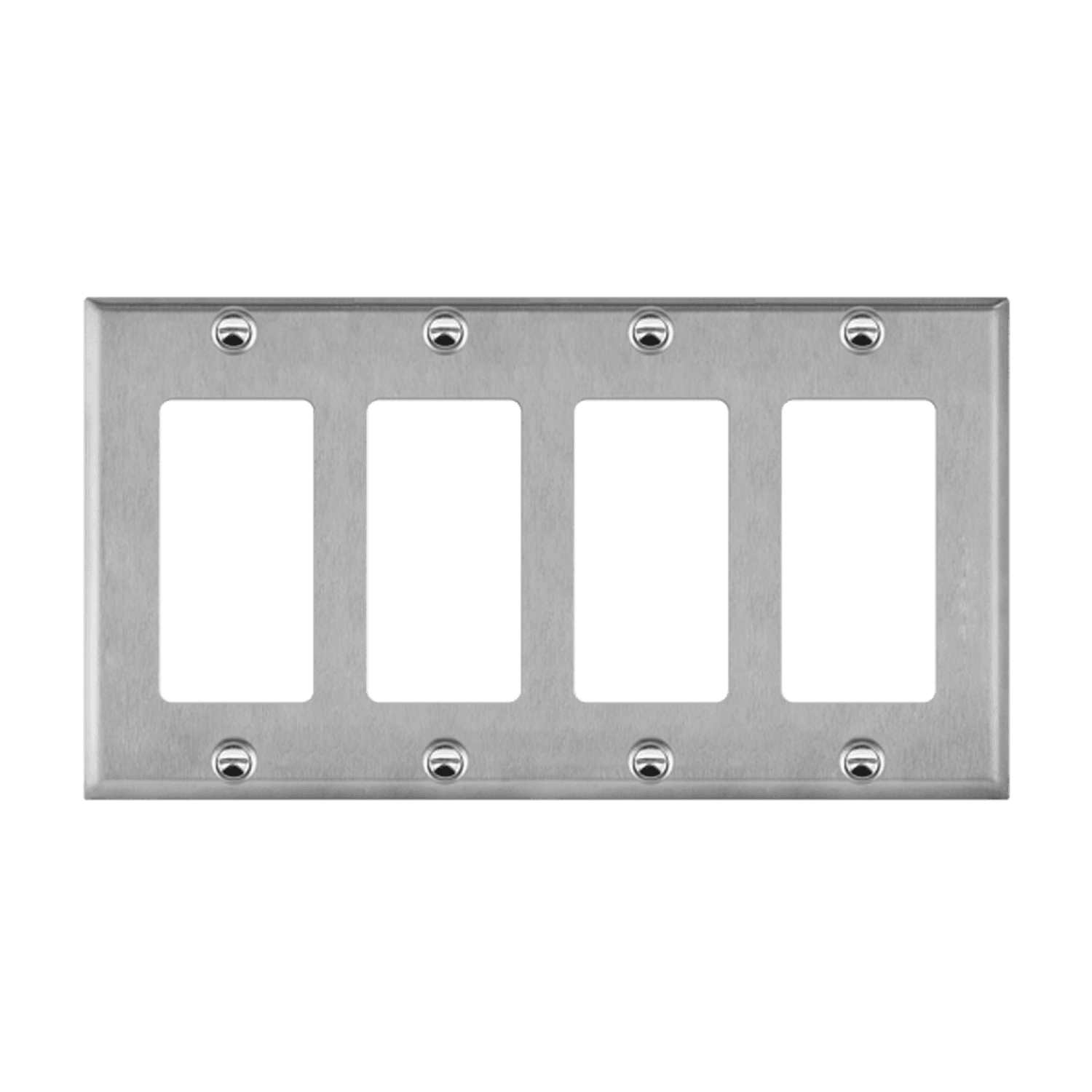 Decorator/GFCI Four-Gang Metal Wall Plate - Silver