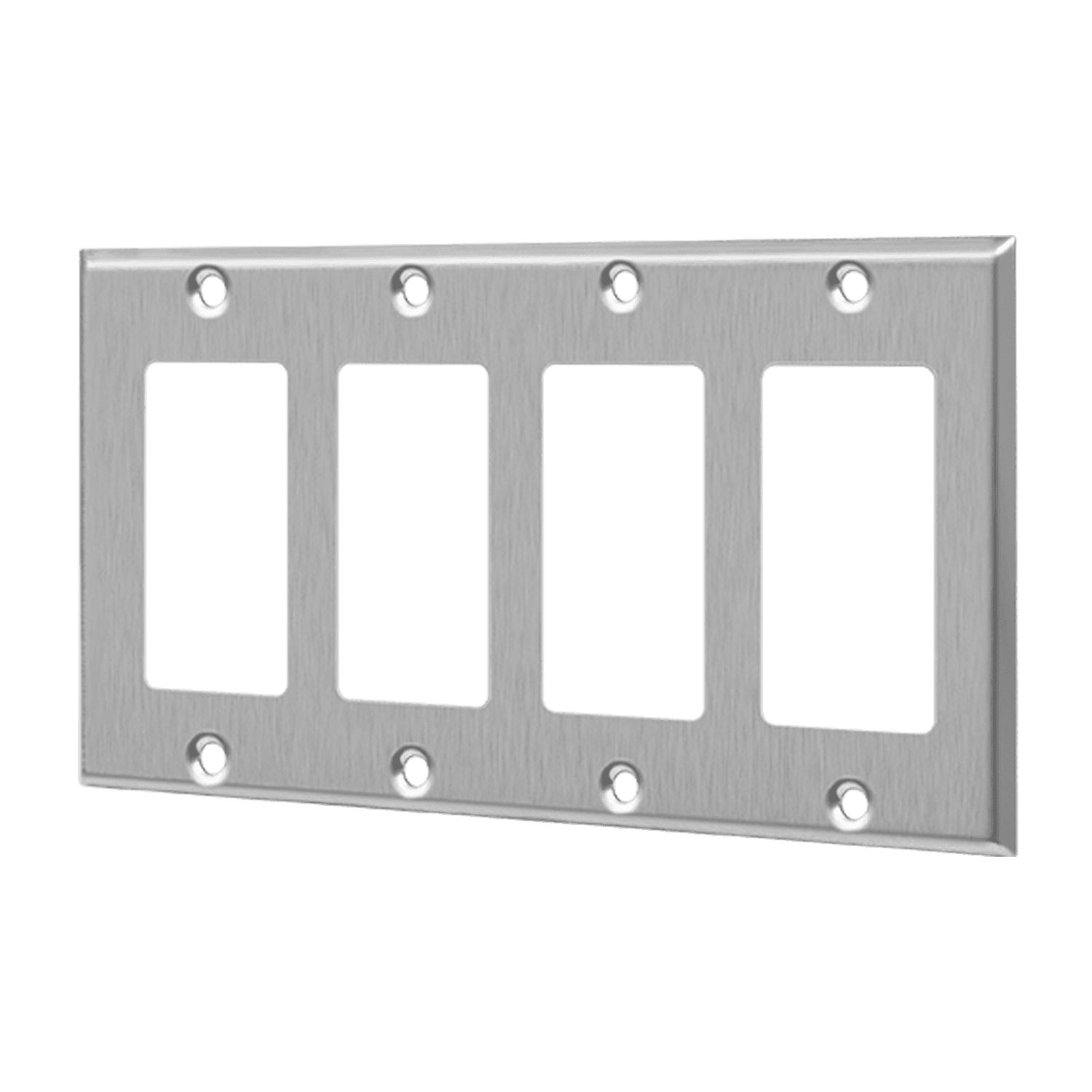 Decorator/GFCI Four-Gang Metal Wall Plate - Silver view 2