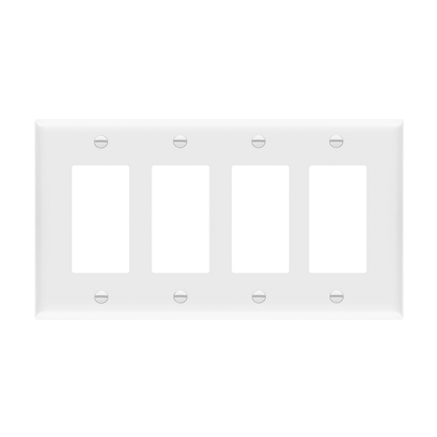 Decorator/GFCI Four-Gang Wall Plate, Mid-Size - White