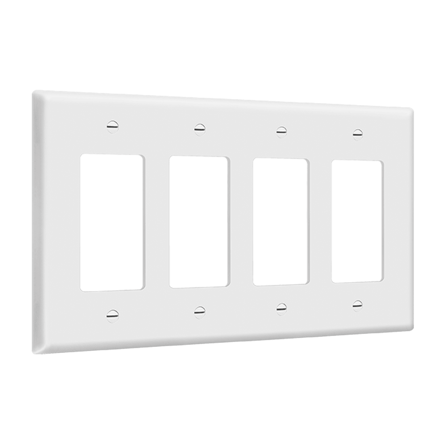 Decorator/GFCI Four-Gang Wall Plate, Mid-Size - White view 2