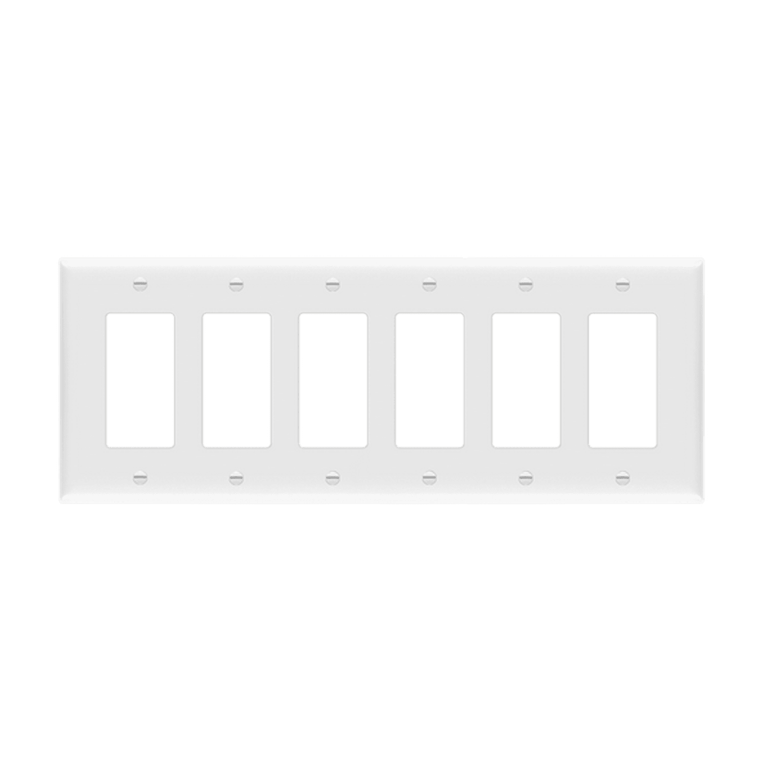 Decorator/GFCI Six-Gang Wall Plate, Mid-Size - White