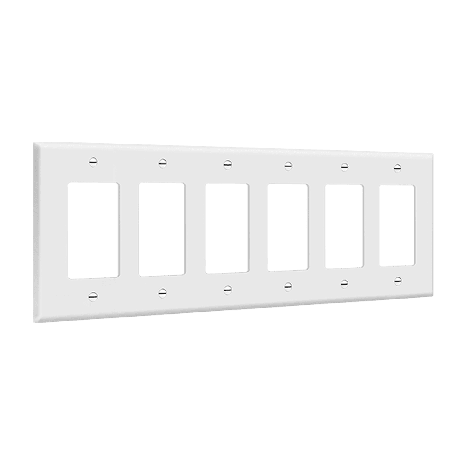 Decorator/GFCI Six-Gang Wall Plate, Mid-Size - White view 2