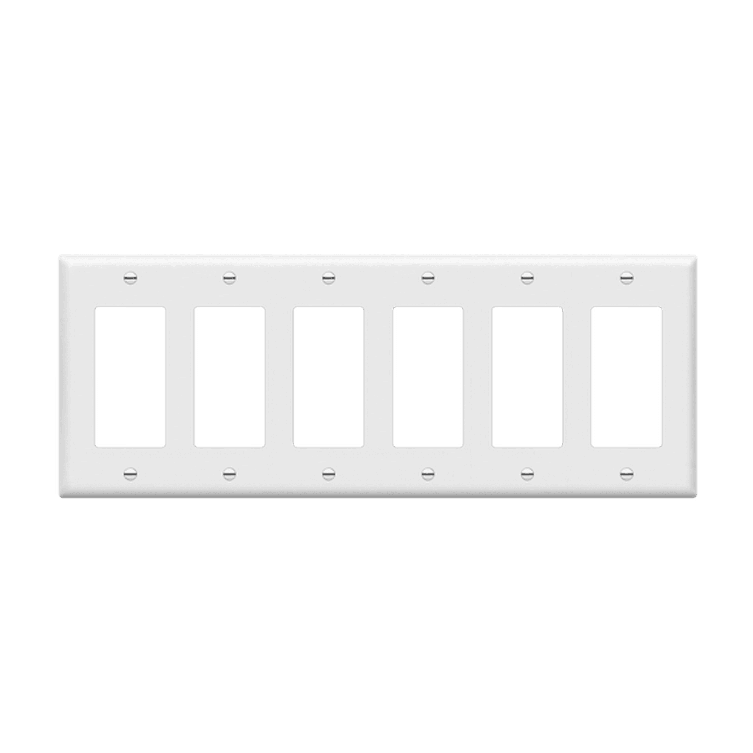 Decorator/GFCI Six-Gang Wall Plate - White