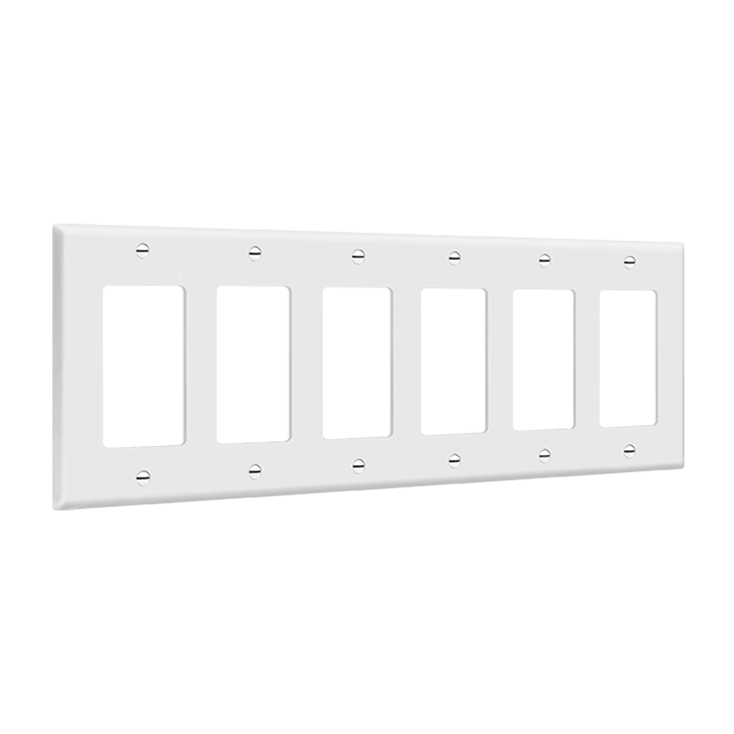 Decorator/GFCI Six-Gang Wall Plate - White view 2