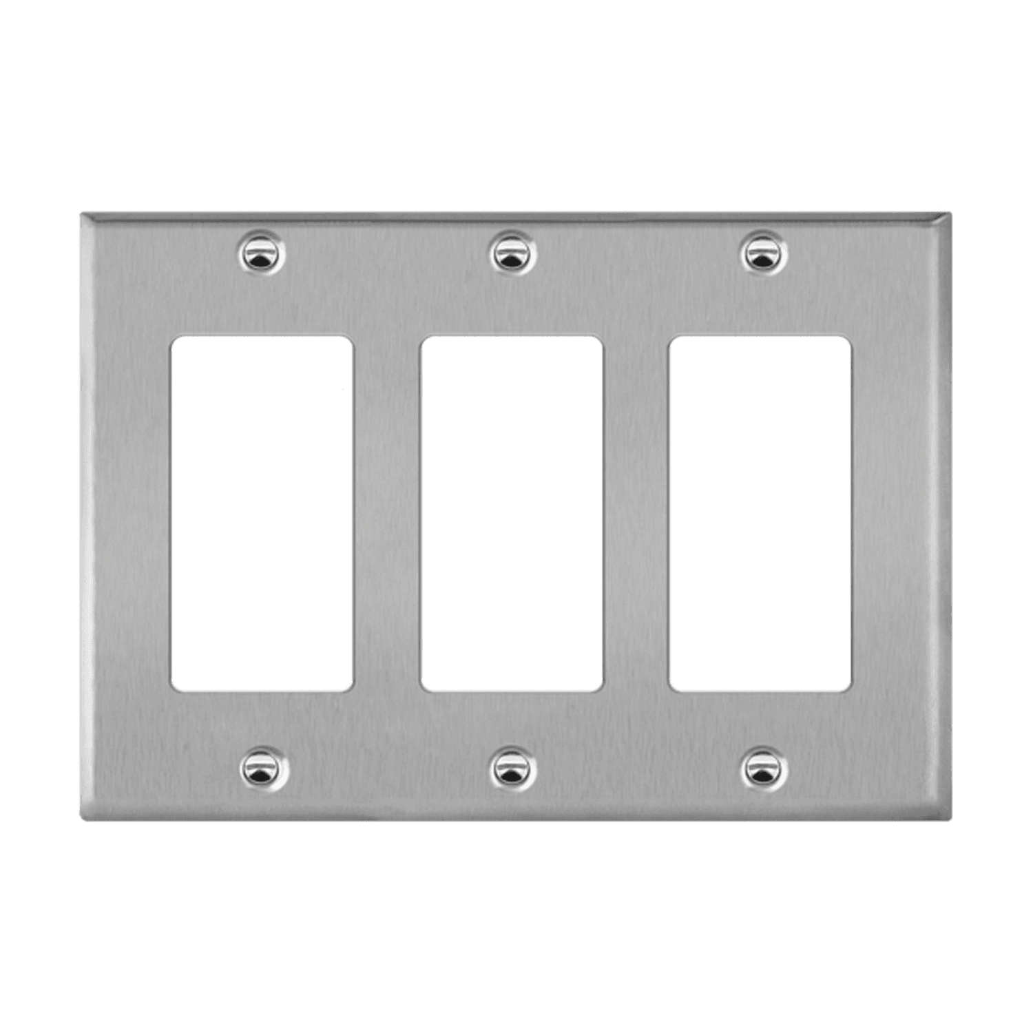 Decorator/GFCI Three-Gang Metal Wall Plate - Silver