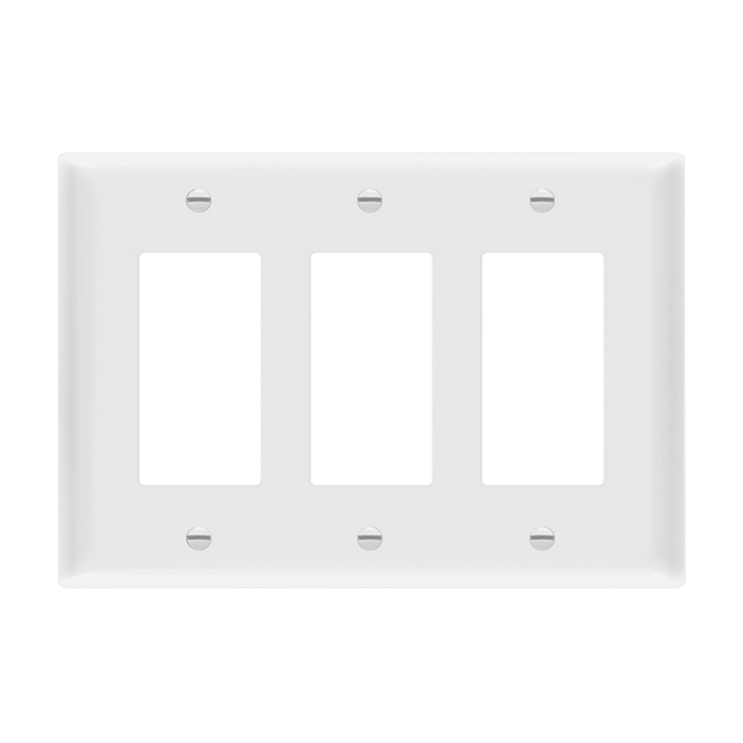 Decorator/GFCI Three-Gang Wall Plate, Mid-Size - White