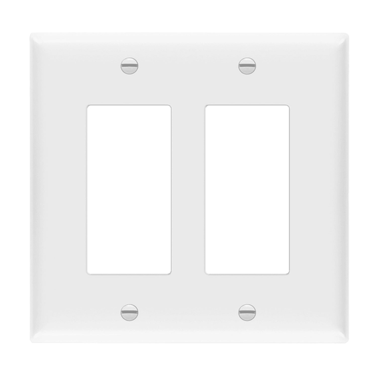 Decorator/GFCI Two-Gang Wall Plate, Mid-Size - White