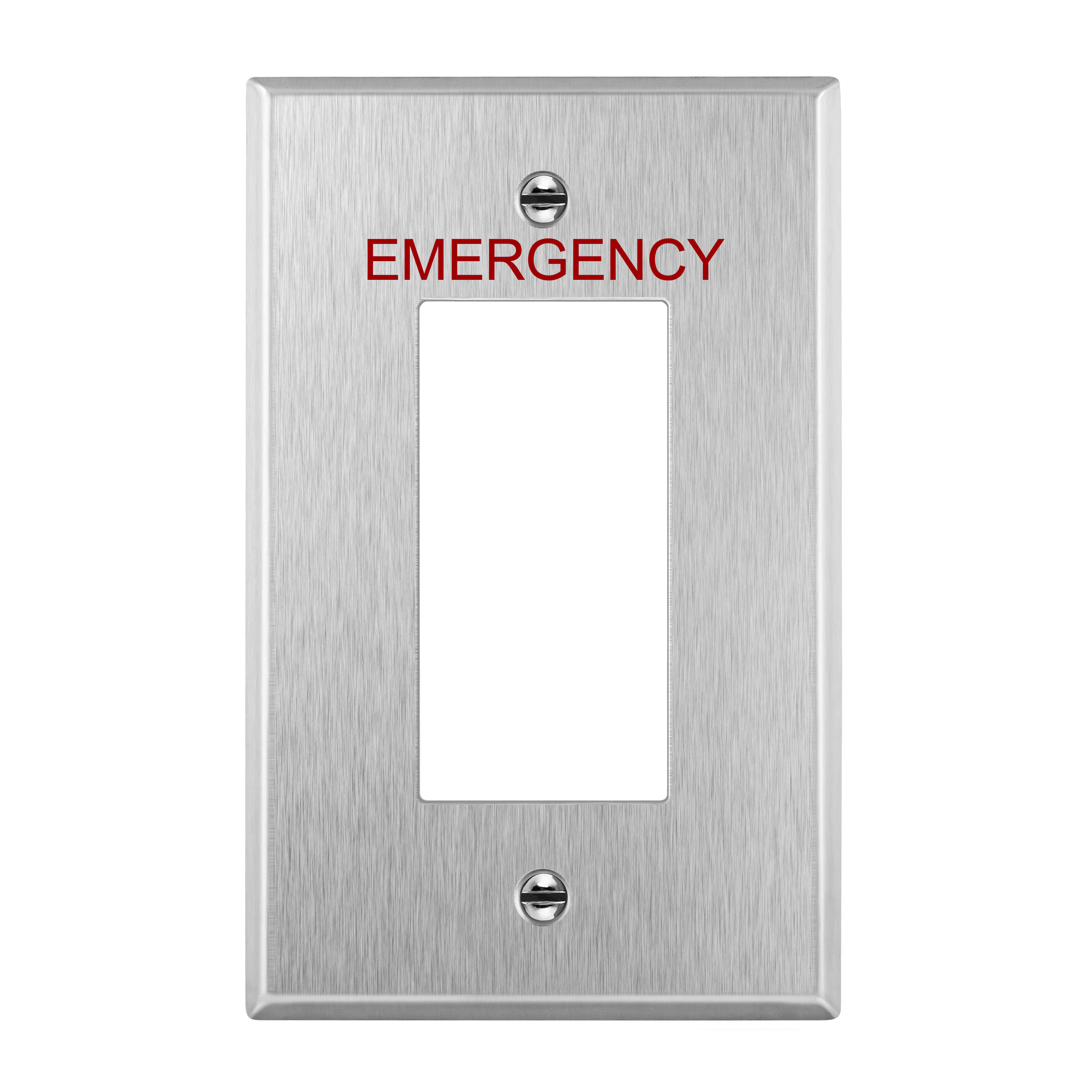 Decorator One-Gang Emergency Metal Wall Plate, Mid-Size - Silver