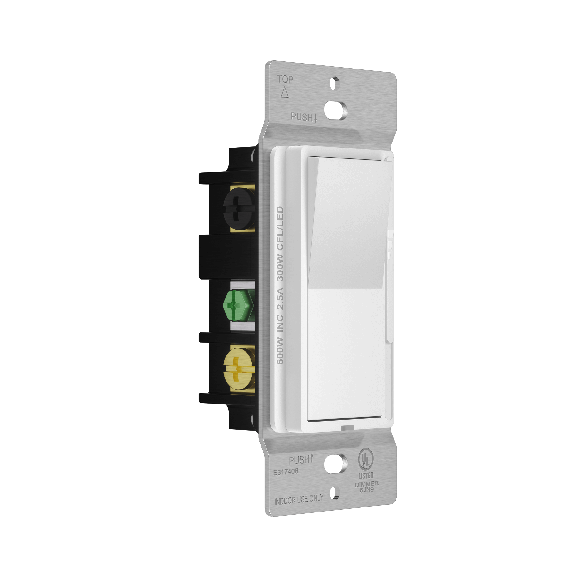 Dimmer for CFL/LED Lights, Incandescent/Halogen, Single Pole or Three Way - White view 2