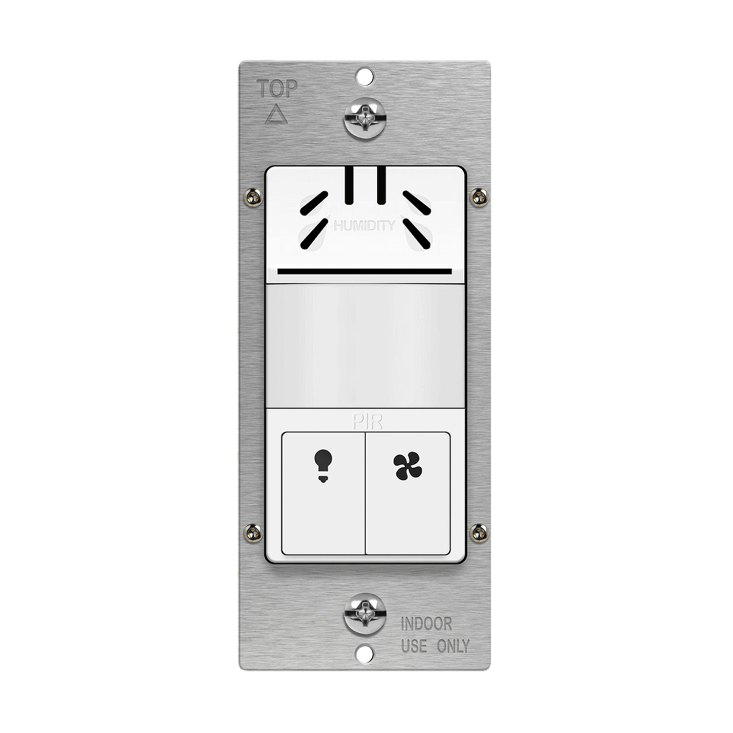 Dual-Load Humidity Sensor and 180° PIR Motion Sensor Wall Switch, Neutral Wire Required, Single Pole - White