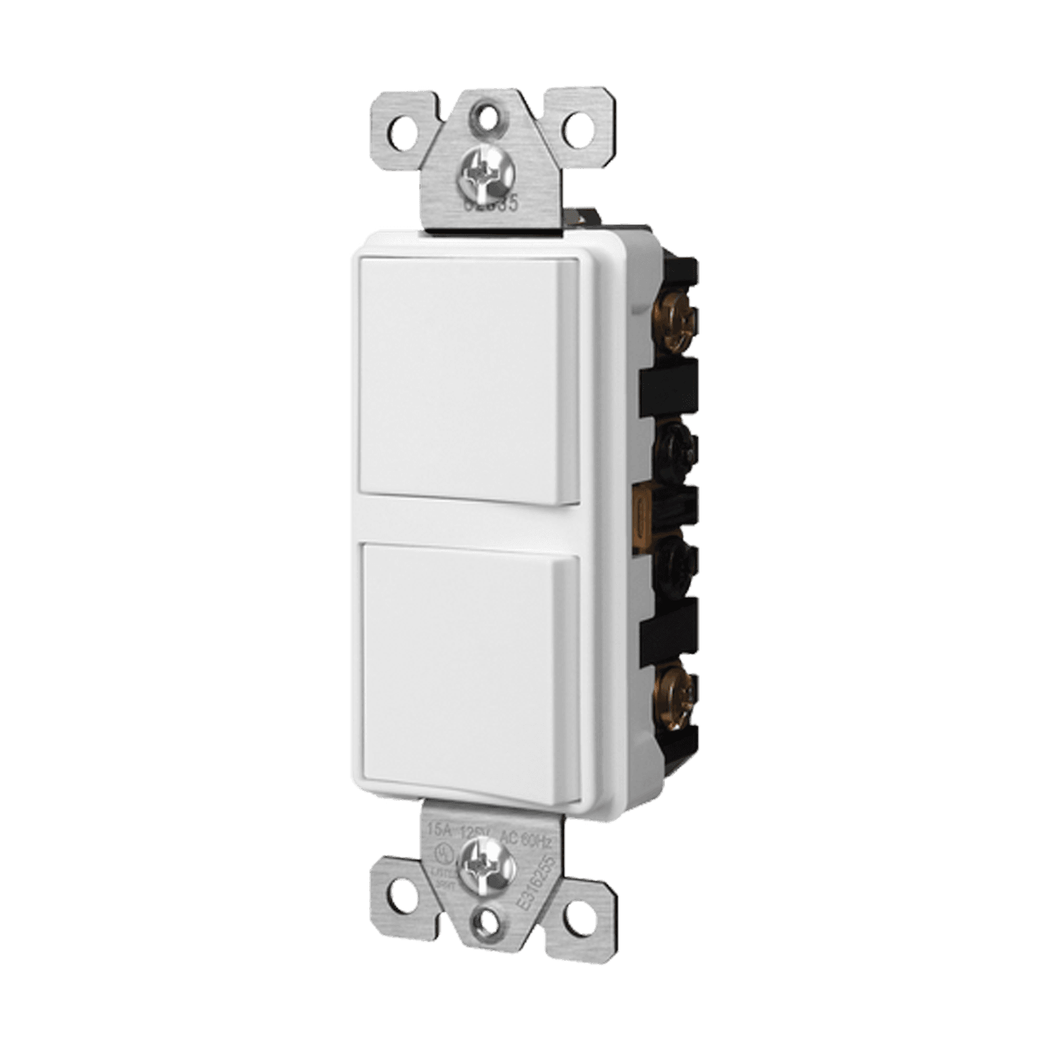Dual Rocker Switches, Three-Way - White view 2