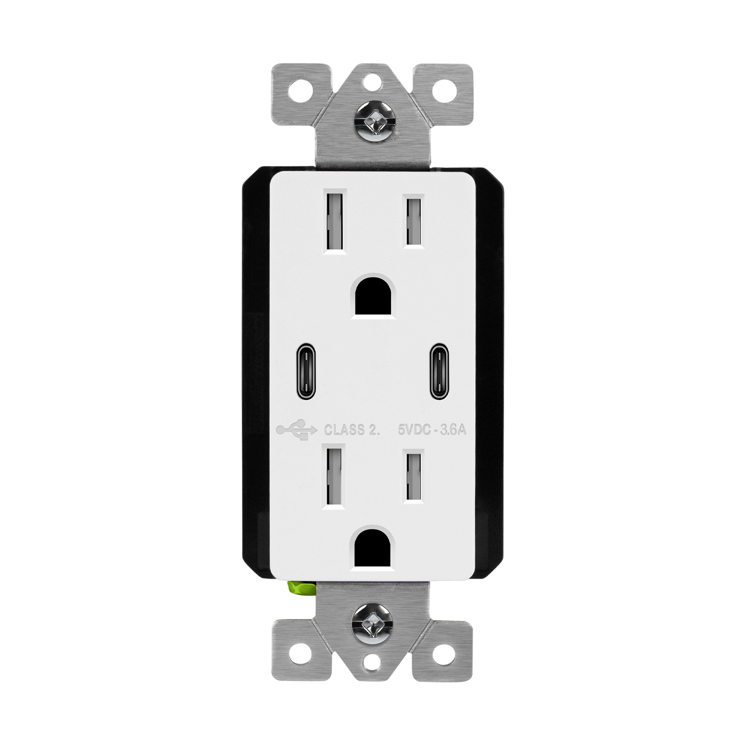 Dual USB-C Outlet, Tamper-Resistant 15A Duplex Receptacles - White