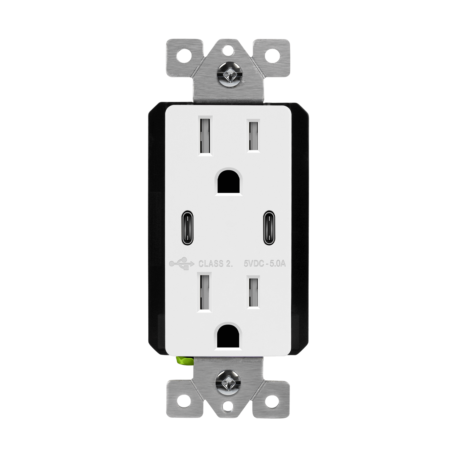Dual USB C Outlet, Tamper-Resistant 15A Duplex Receptacles - White
