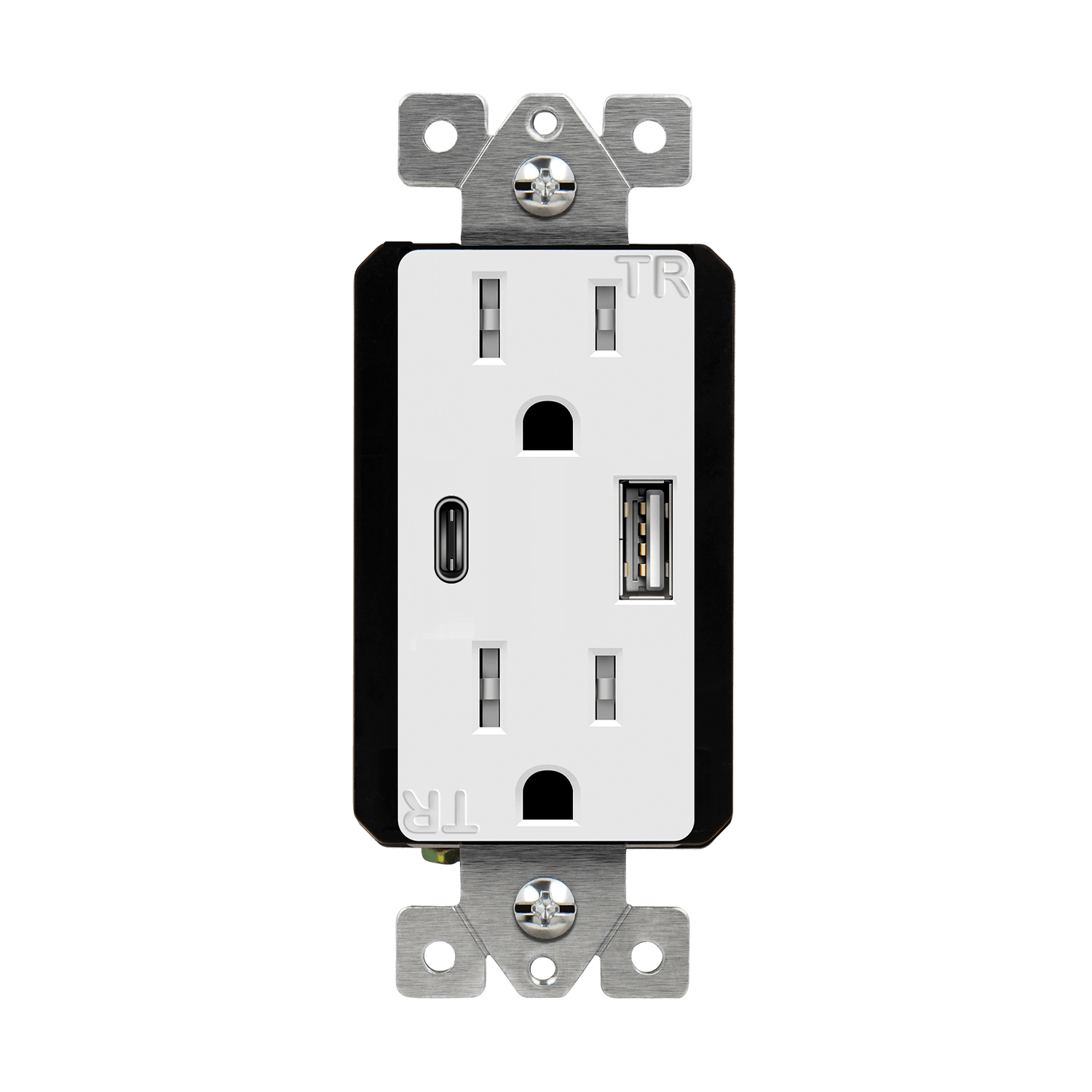 USB Wall Outlet, USB-C and USB-A, 3.6amps, Tamper-Resistant 15A Duplex Receptacles - White