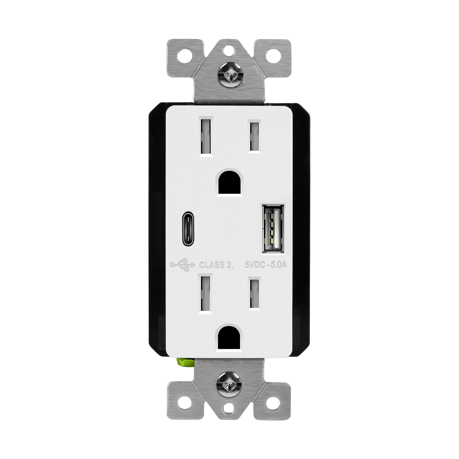USB Wall Outlet, USB-C and USB-A, 5amps, Tamper-Resistant 15A Duplex Receptacles - White