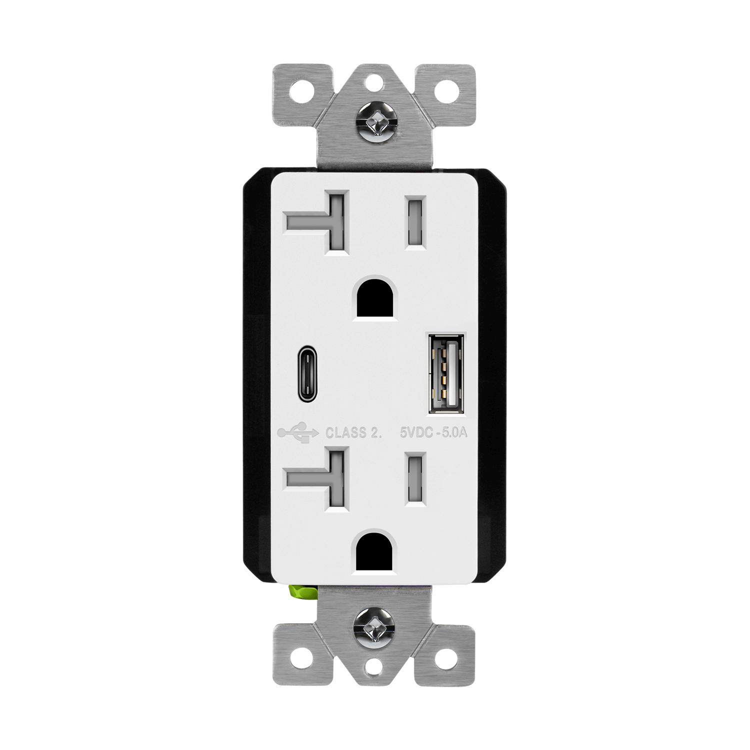 USB Wall Outlet, USB-C and USB-A, 5amps, Tamper-Resistant 20A Duplex Receptacles - White
