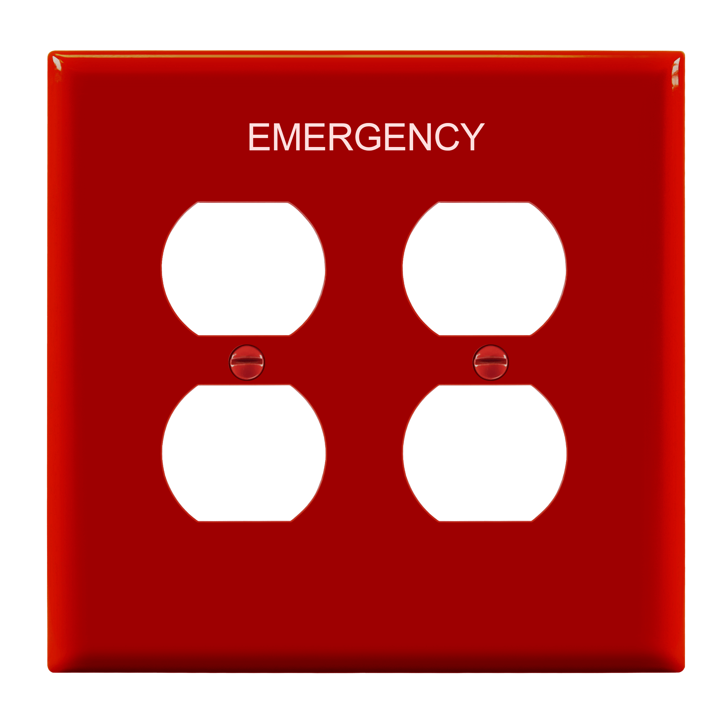 Duplex Emergency Two-Gang Wall Plate, Mid-Size - Red