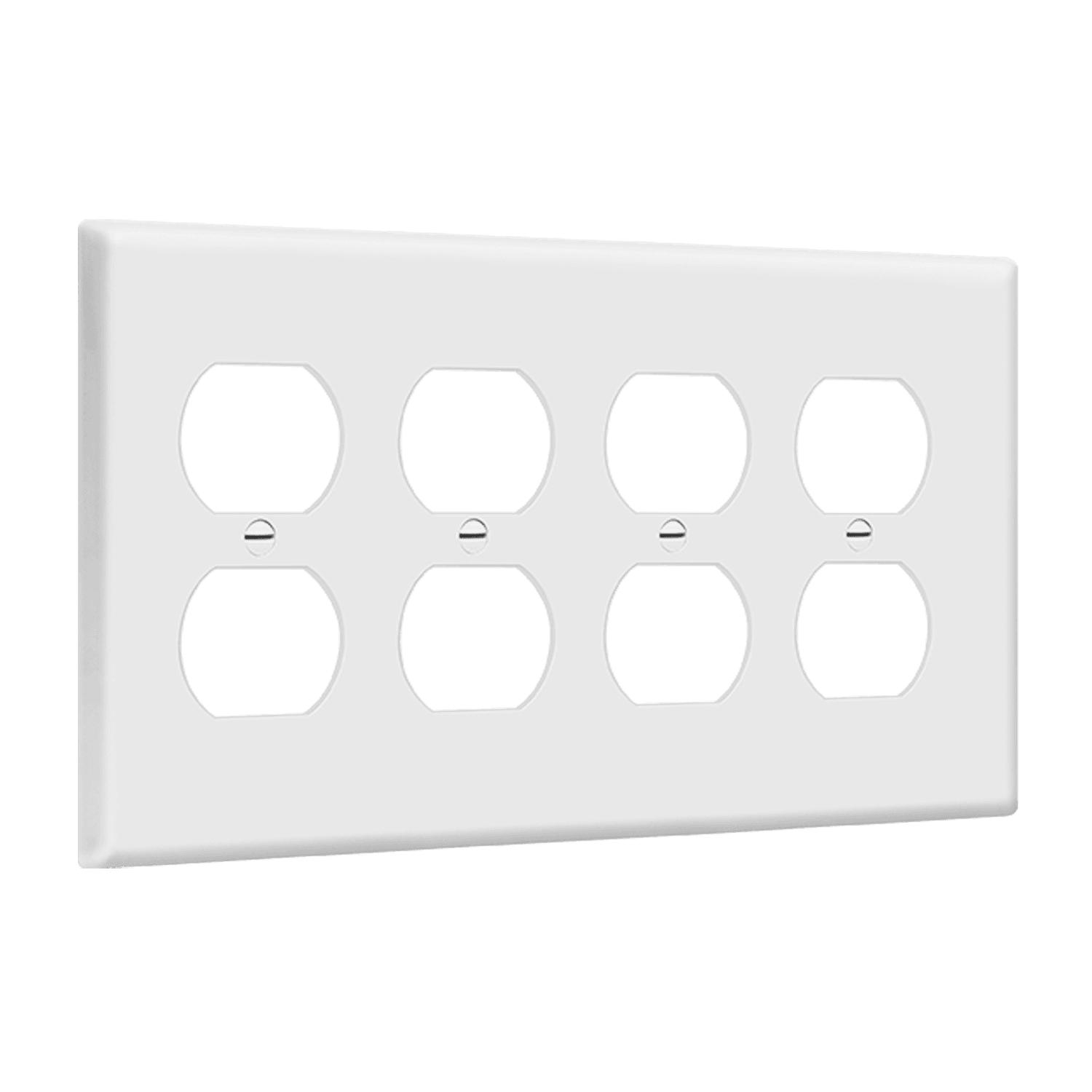 Duplex Receptacle Four-Gang Wall Plate, Mid-Size - White view 2