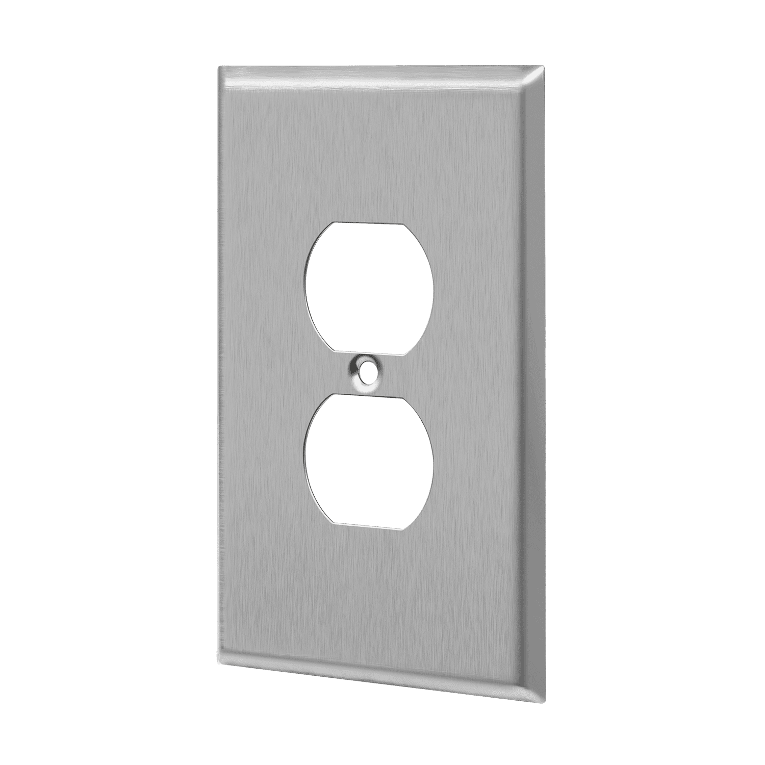 Duplex Receptacle One-Gang Metal Wall Plate, Oversize - Silver view 2