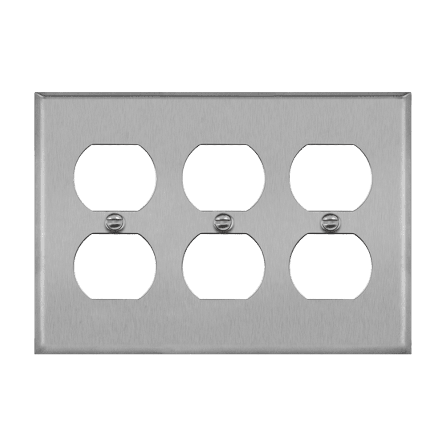 Duplex Receptacle Three-Gang Metal Wall Plate - Silver