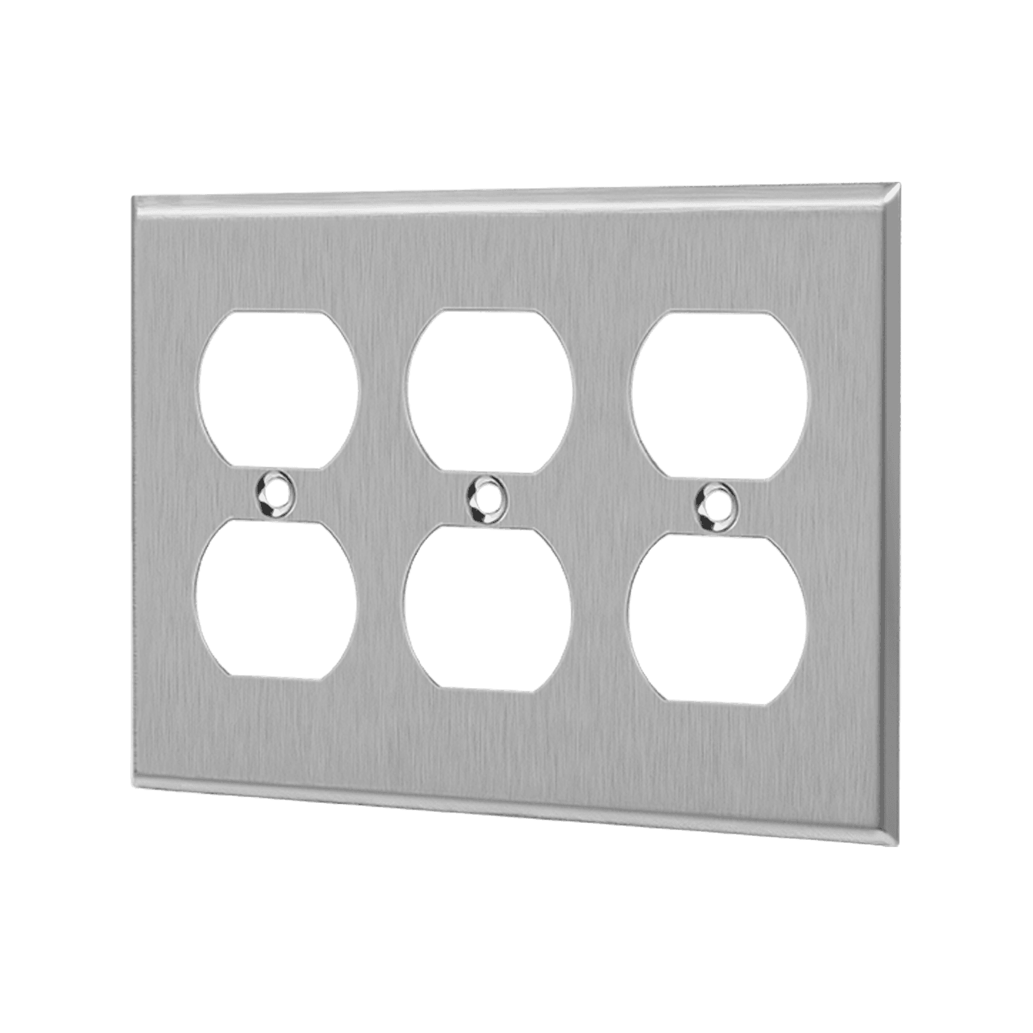Duplex Receptacle Three-Gang Metal Wall Plate - Silver view 2