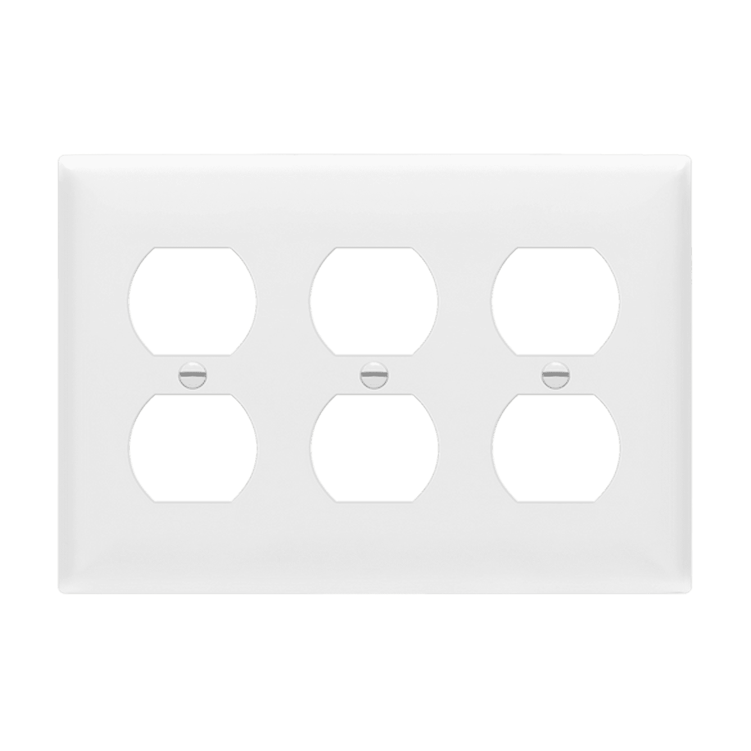 Duplex Receptacle Three-Gang Wall Plate, Mid-Size - White